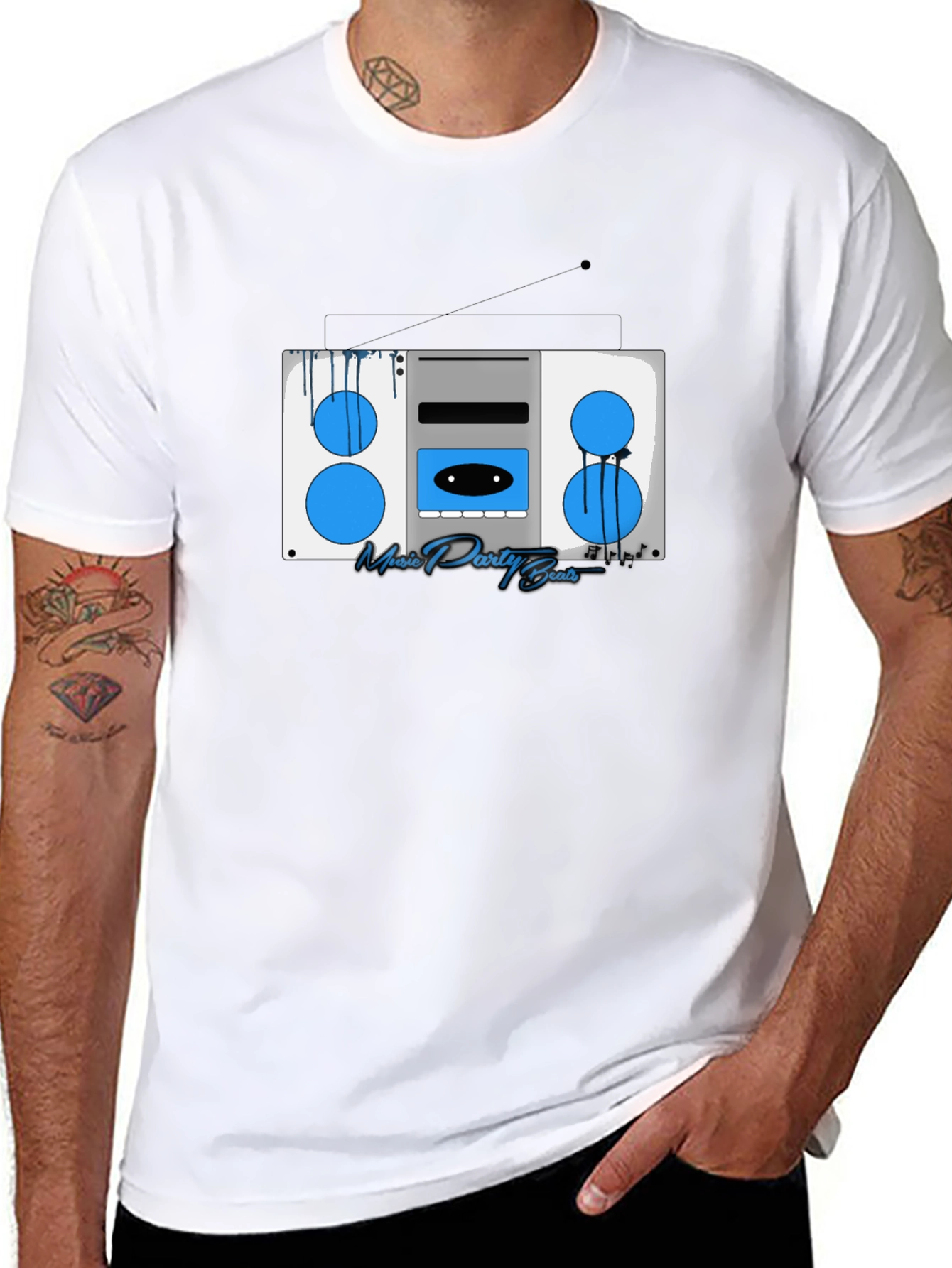 Retro Boombox Graphic T-Shirt - Music Party Beats