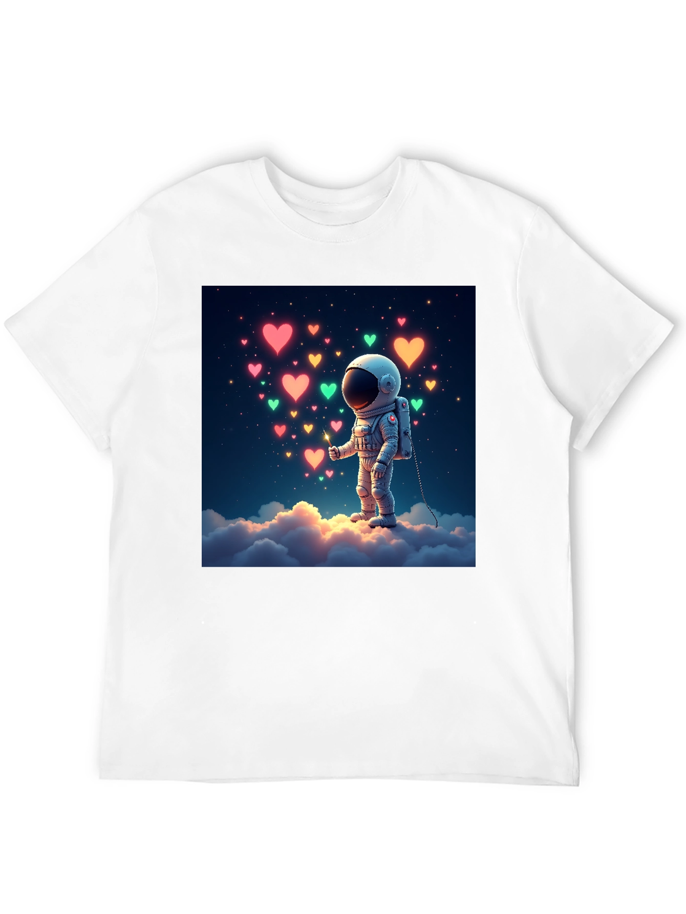 Astronaut Heart Cloud Graphic T-Shirt - Black
