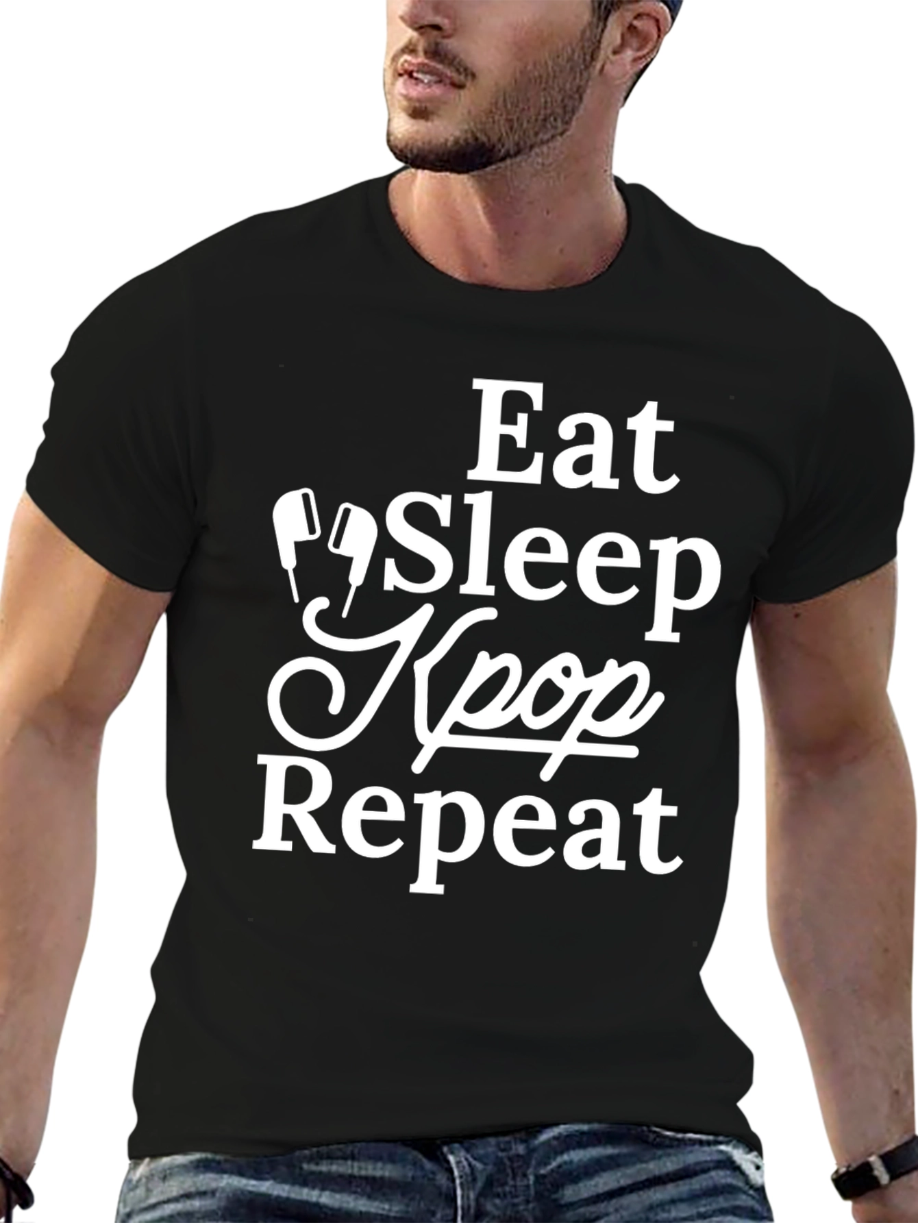 Eat Sleep Kpop Repeat Black Graphic Tee
