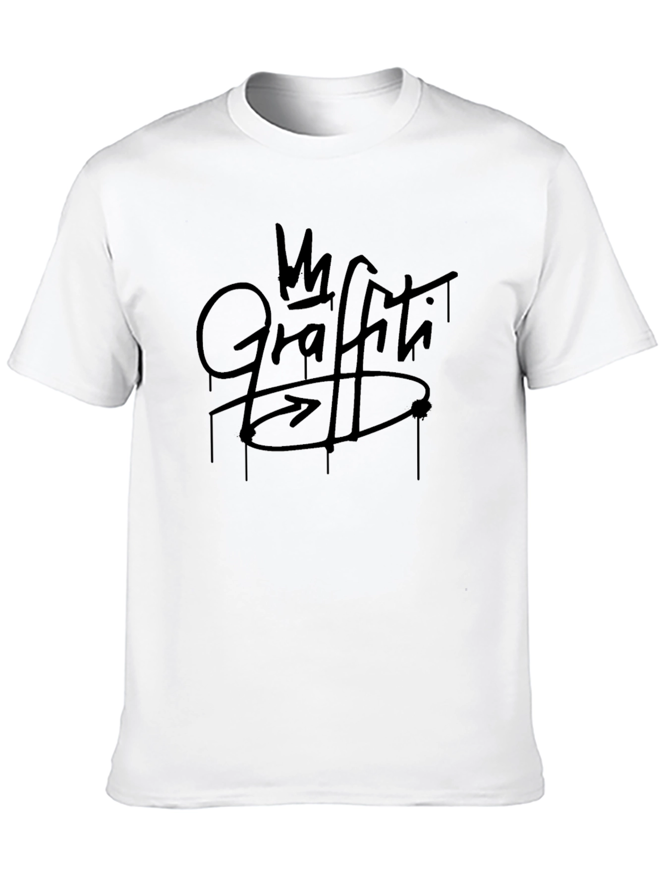 Graffiti Design Black Cotton Graphic T-Shirt
