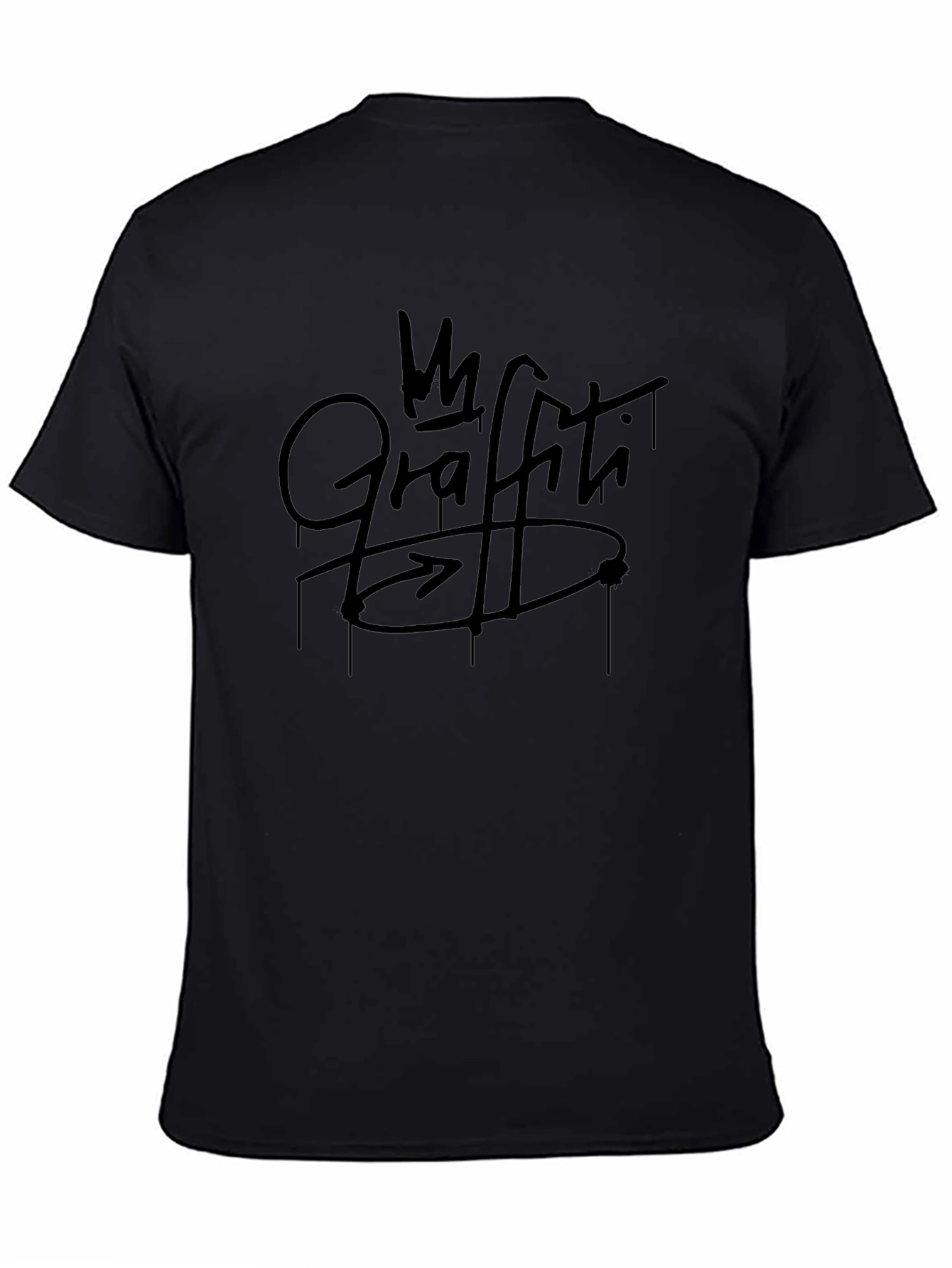 Graffiti Design Black Cotton Graphic T-Shirt
