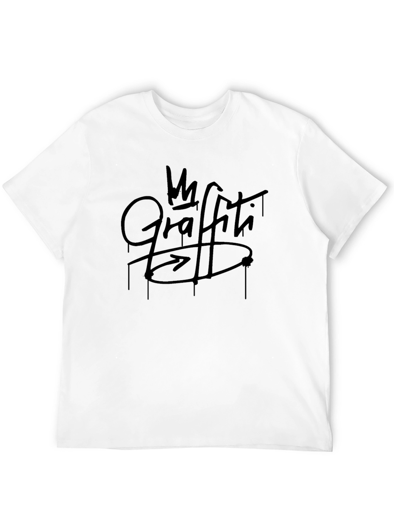 Graffiti Design Black Cotton Graphic T-Shirt