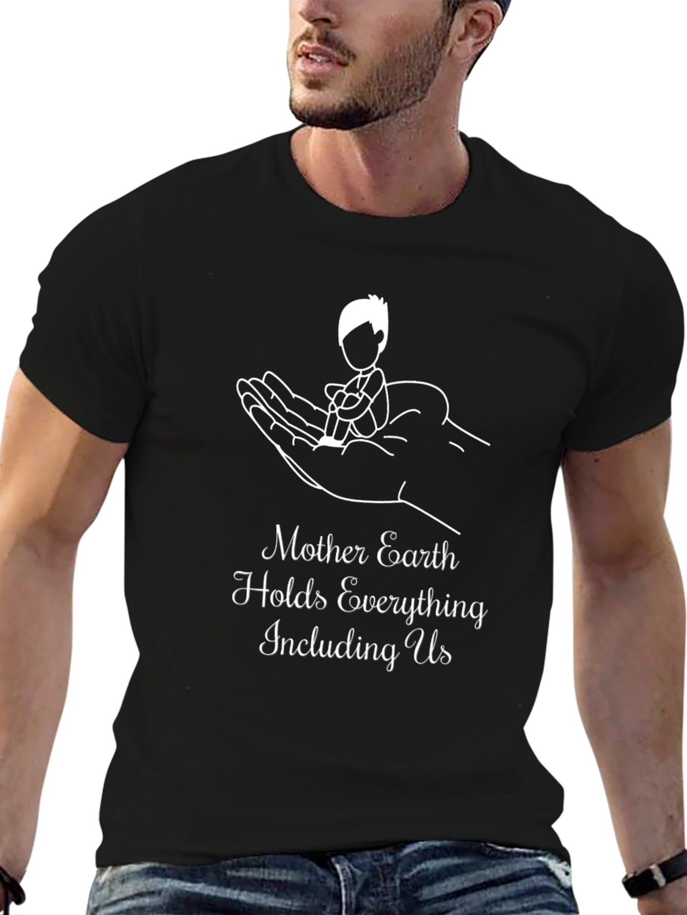 Mother Earth Graphic Tee - Black Cotton Shirt