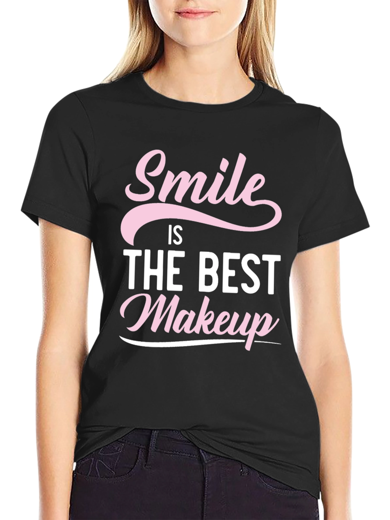 Smile is the Best Makeup T-Shirt - Black