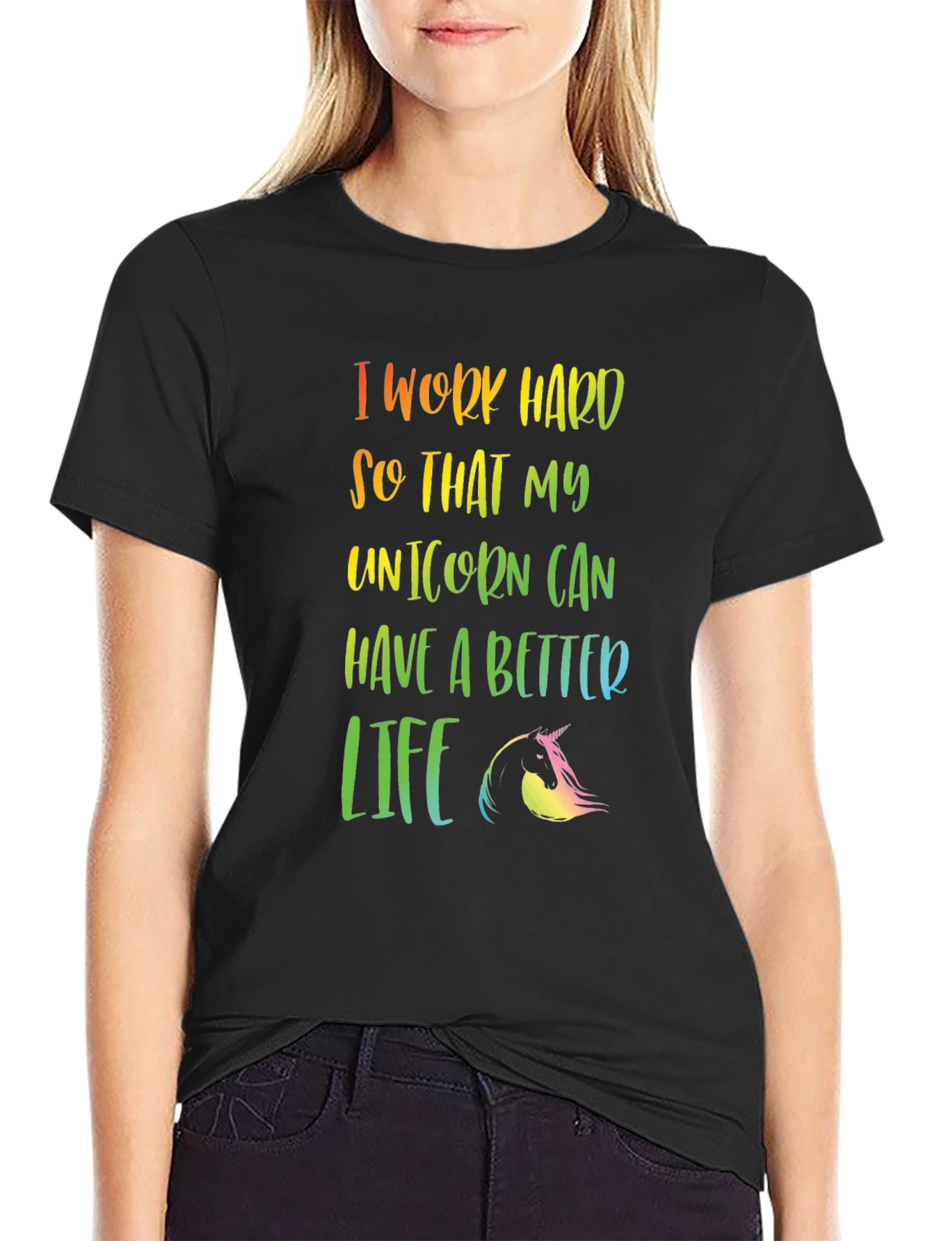 Unicorn Life T-Shirt - Rainbow Text