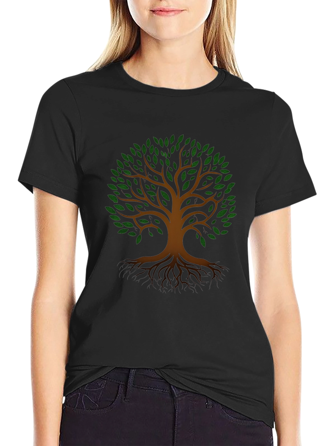 Nature Tree of Life Graphic Black T-Shirt
