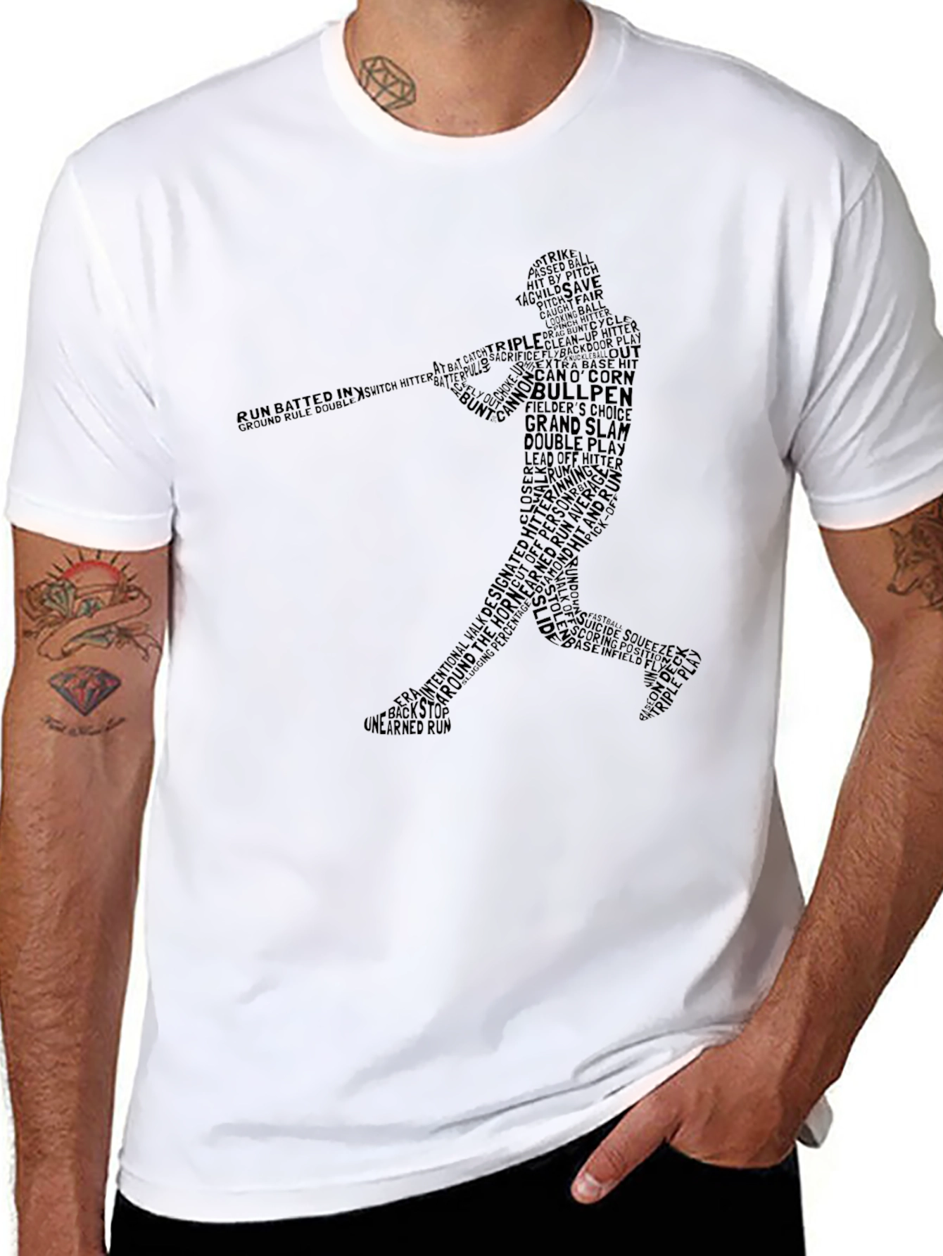 Baseball Silhouette Word Art T-Shirt