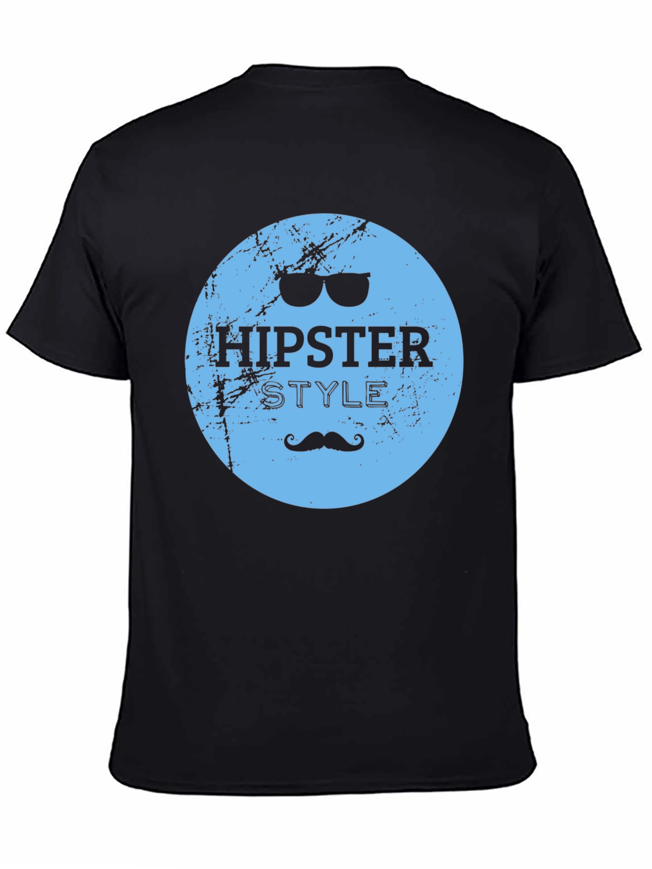 Hipster Style Graphic Tee - Black Cotton Casual T-Shirt