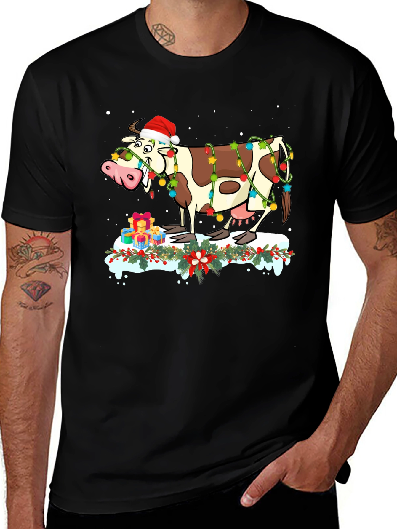 Festive Cow Christmas T-Shirt