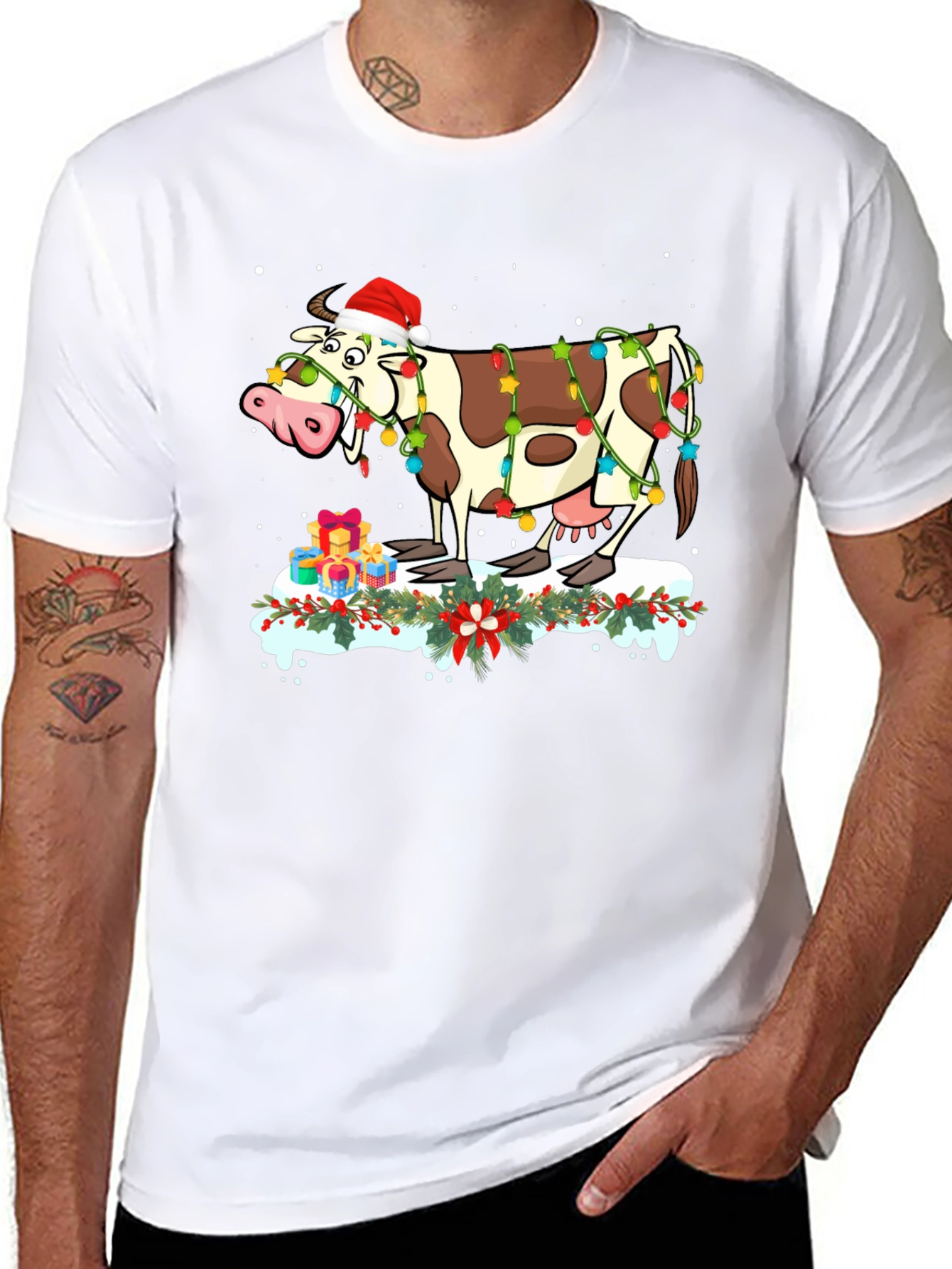 Festive Cow Christmas T-Shirt
