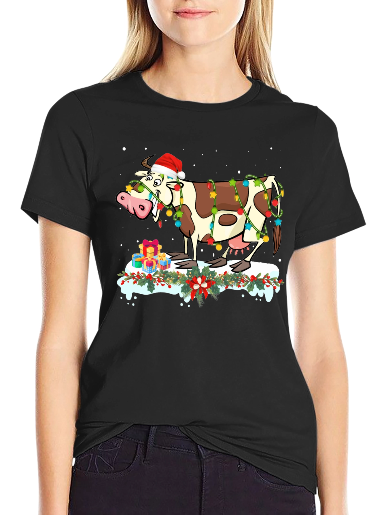 Festive Cow Christmas T-Shirt