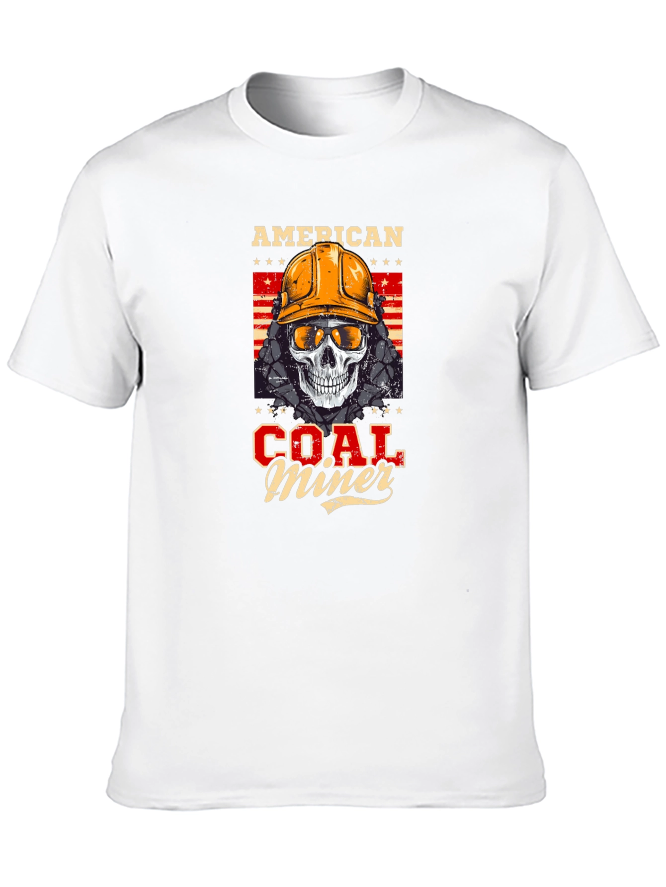 American Coal Miner Skull Graphic T-Shirt