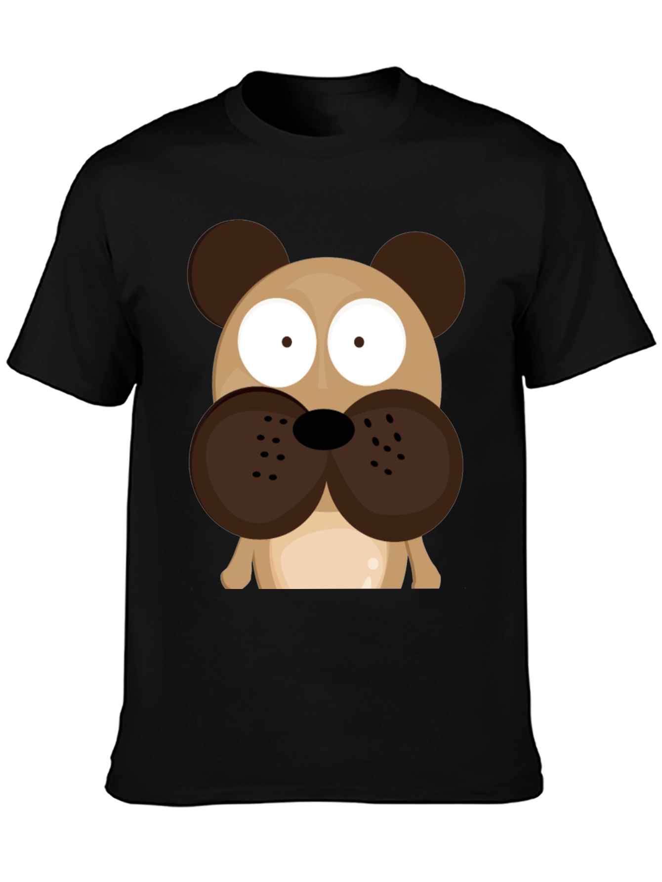 Cartoon Dog Graphic Tee - Black