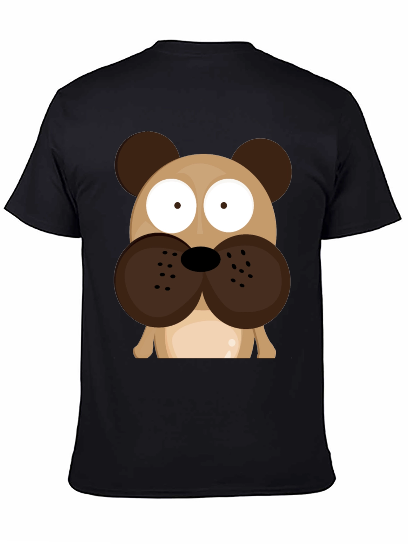 Cartoon Dog Graphic Tee - Black