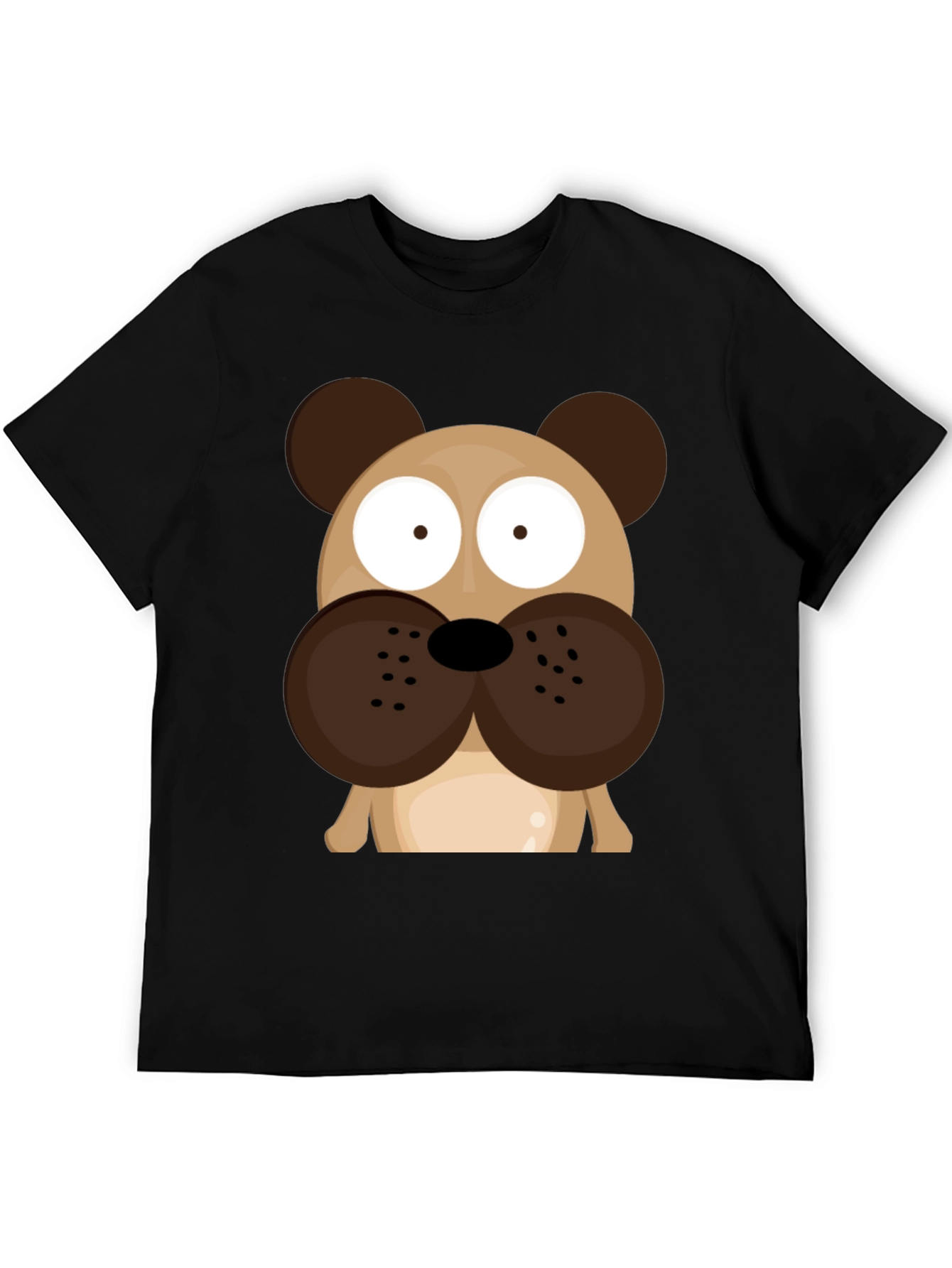 Cartoon Dog Graphic Tee - Black