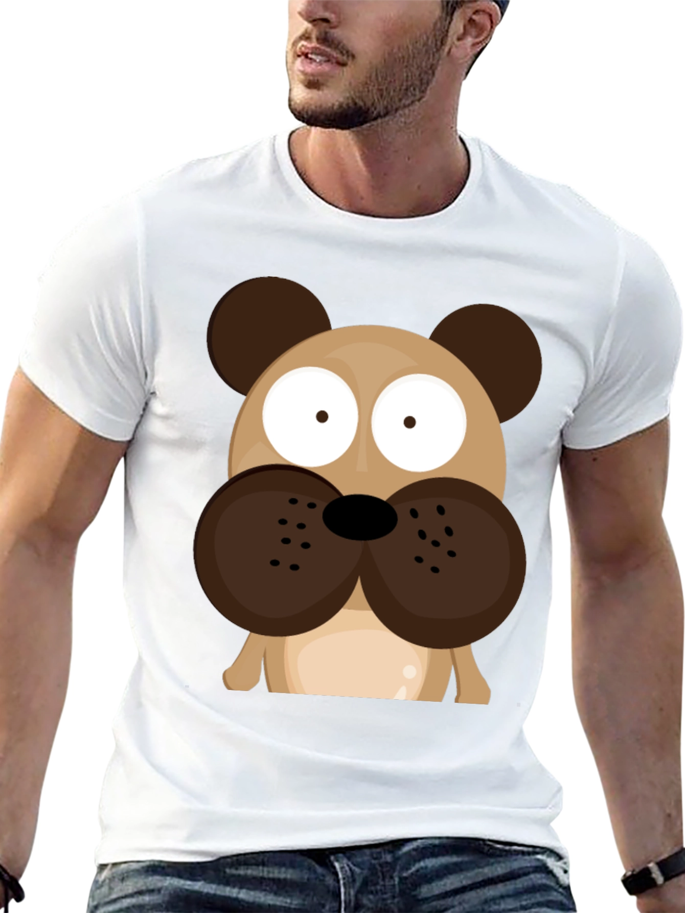 Cartoon Dog Graphic Tee - Black