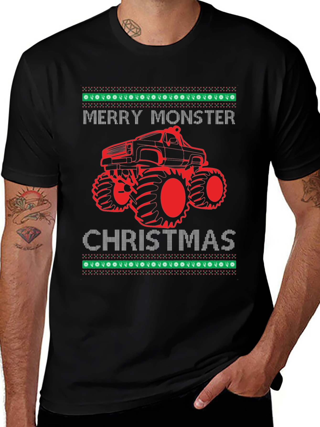 Merry Monster Christmas Graphic T-Shirt