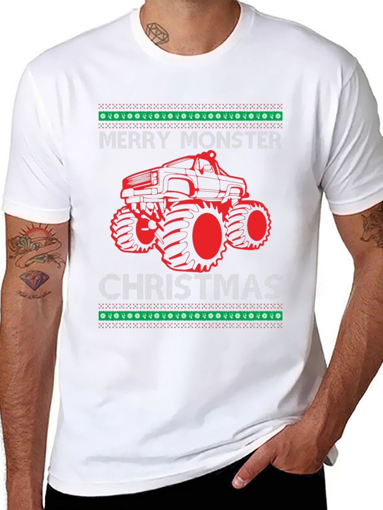 Merry Monster Christmas Graphic T-Shirt