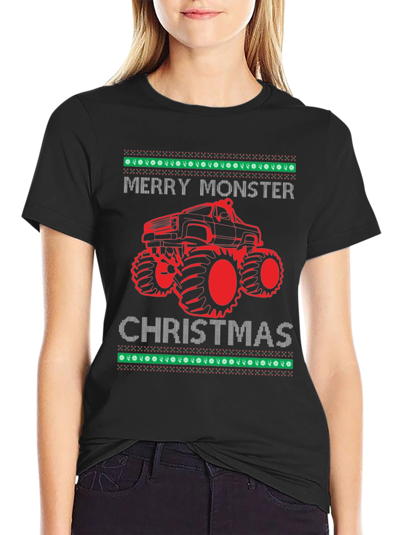 Merry Monster Christmas Graphic T-Shirt