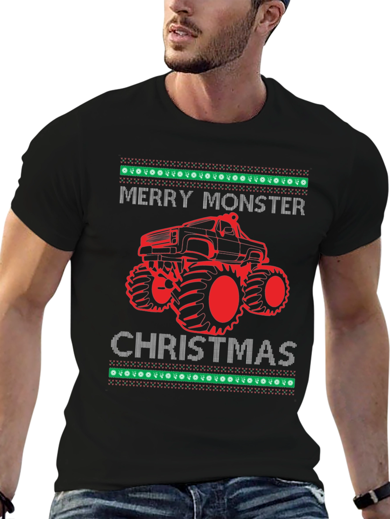 Merry Monster Christmas Graphic T-Shirt