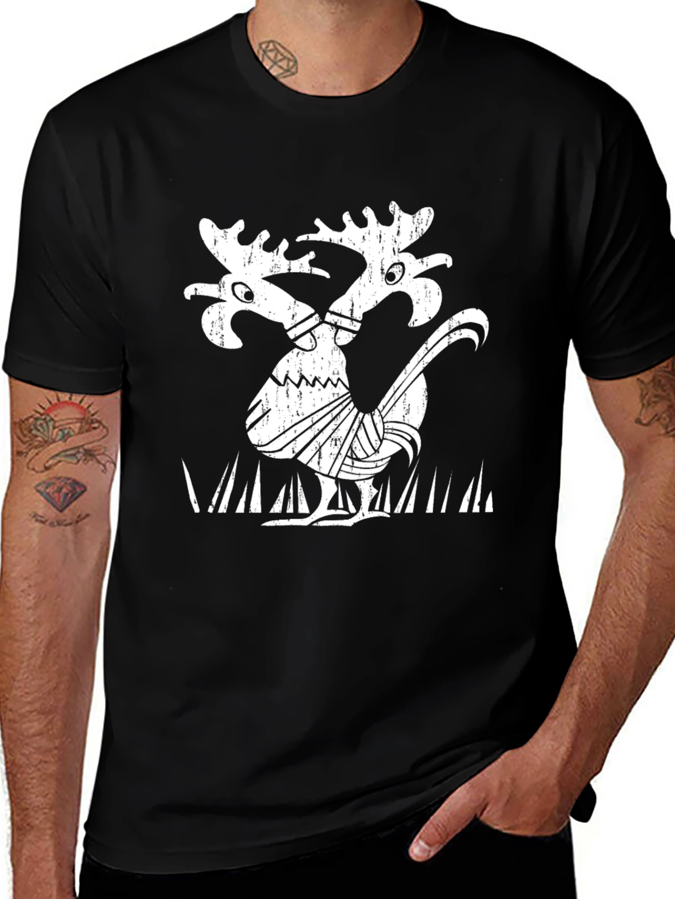 Moose Rooster Graphic Tee - Quirky Humor Shirt