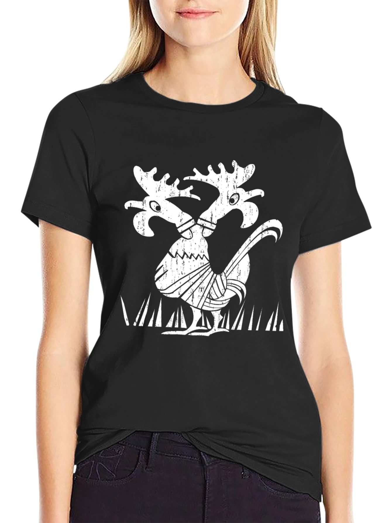 Moose Rooster Graphic Tee - Quirky Humor Shirt