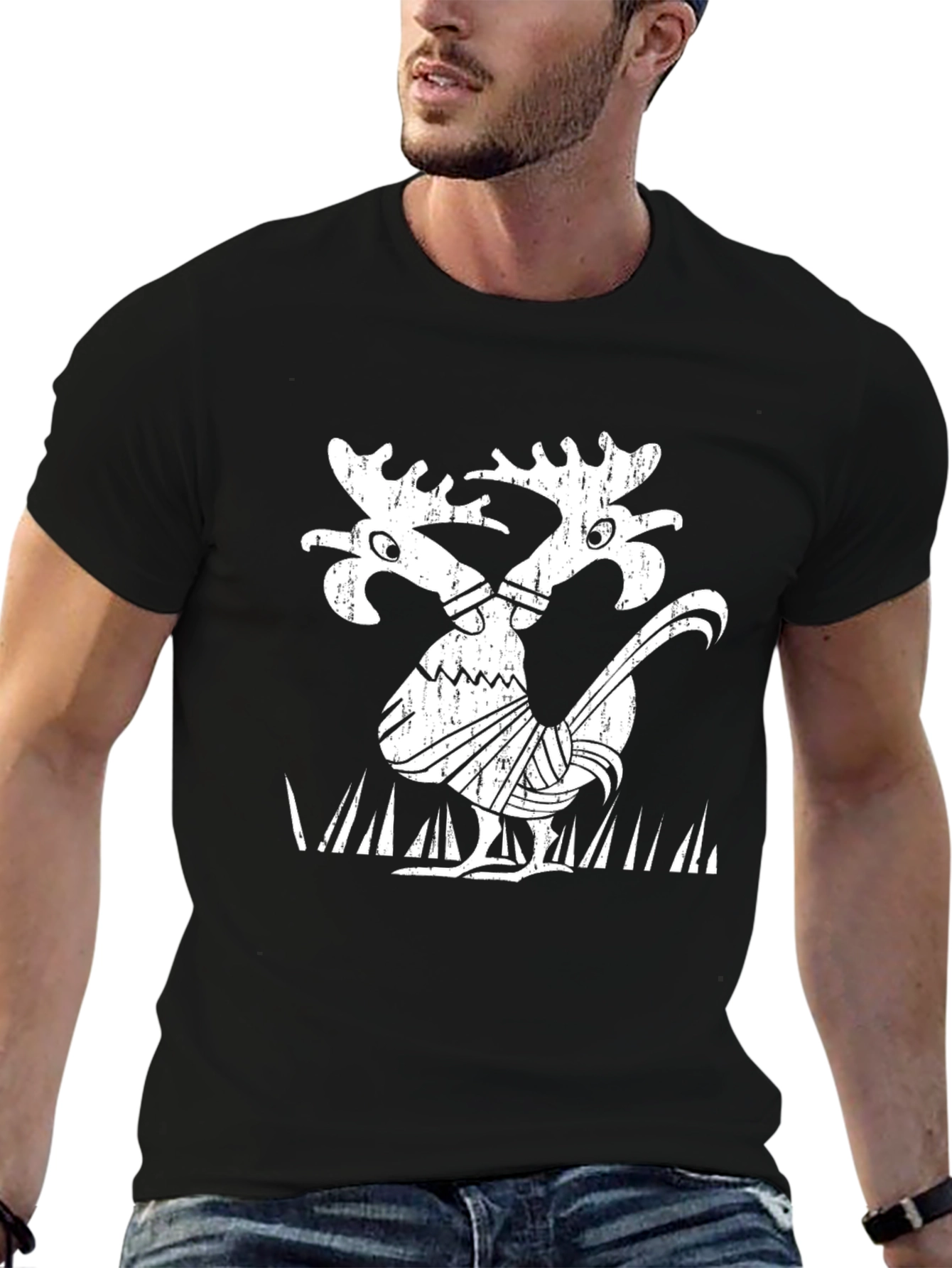 Moose Rooster Graphic Tee - Quirky Humor Shirt