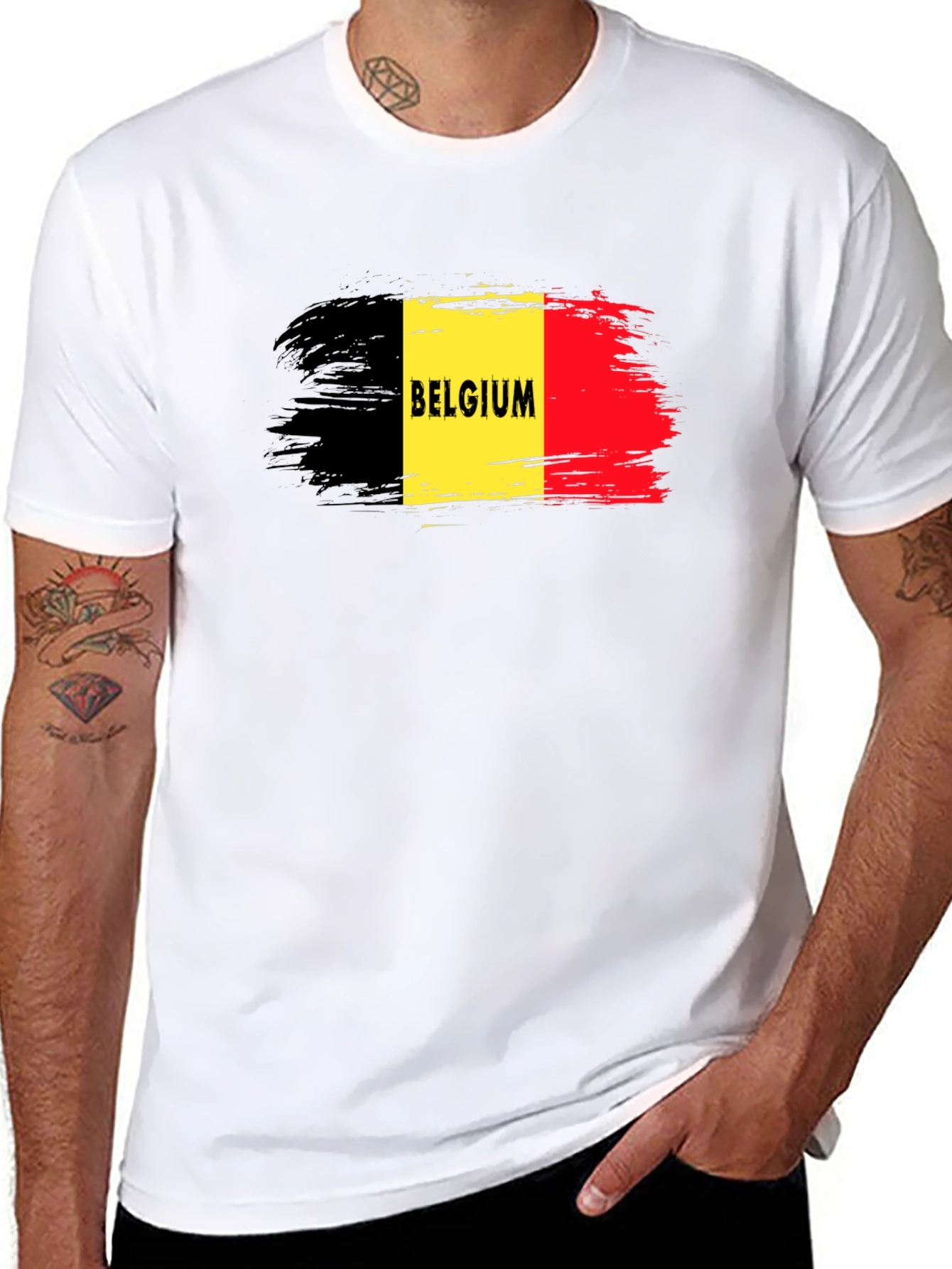 Belgium Flag T-Shirt - Black Graphic Tee