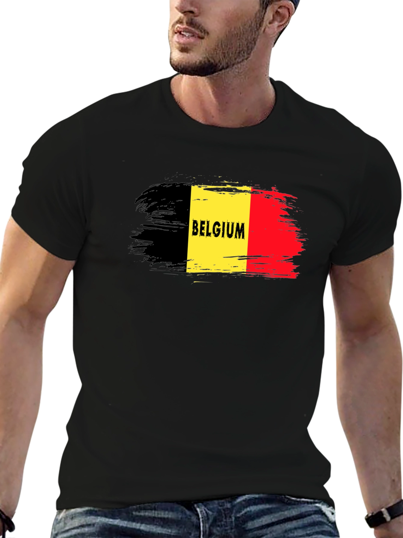 Belgium Flag T-Shirt - Black Graphic Tee