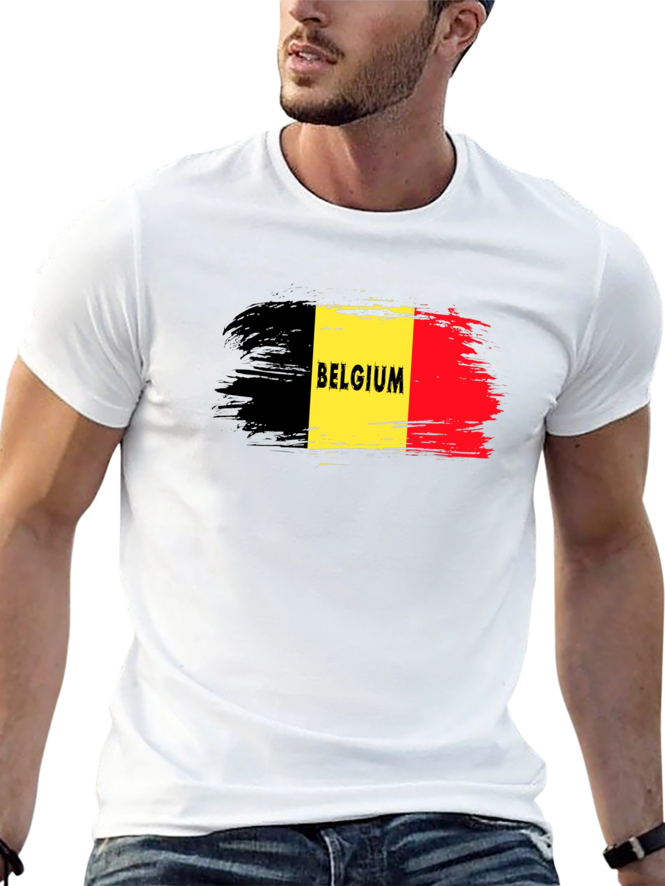 Belgium Flag T-Shirt - Black Graphic Tee