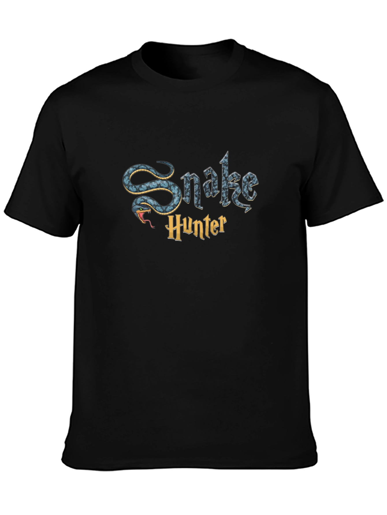 Snake Hunter Graphic Tee - Mens Black Cotton T-Shirt