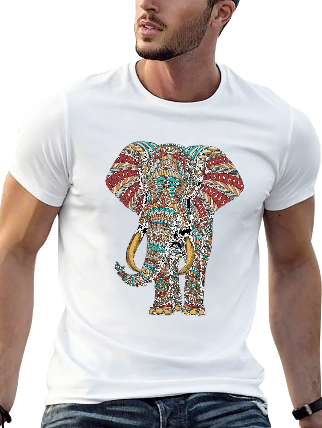 Elephant Graphic Print Black T-Shirt