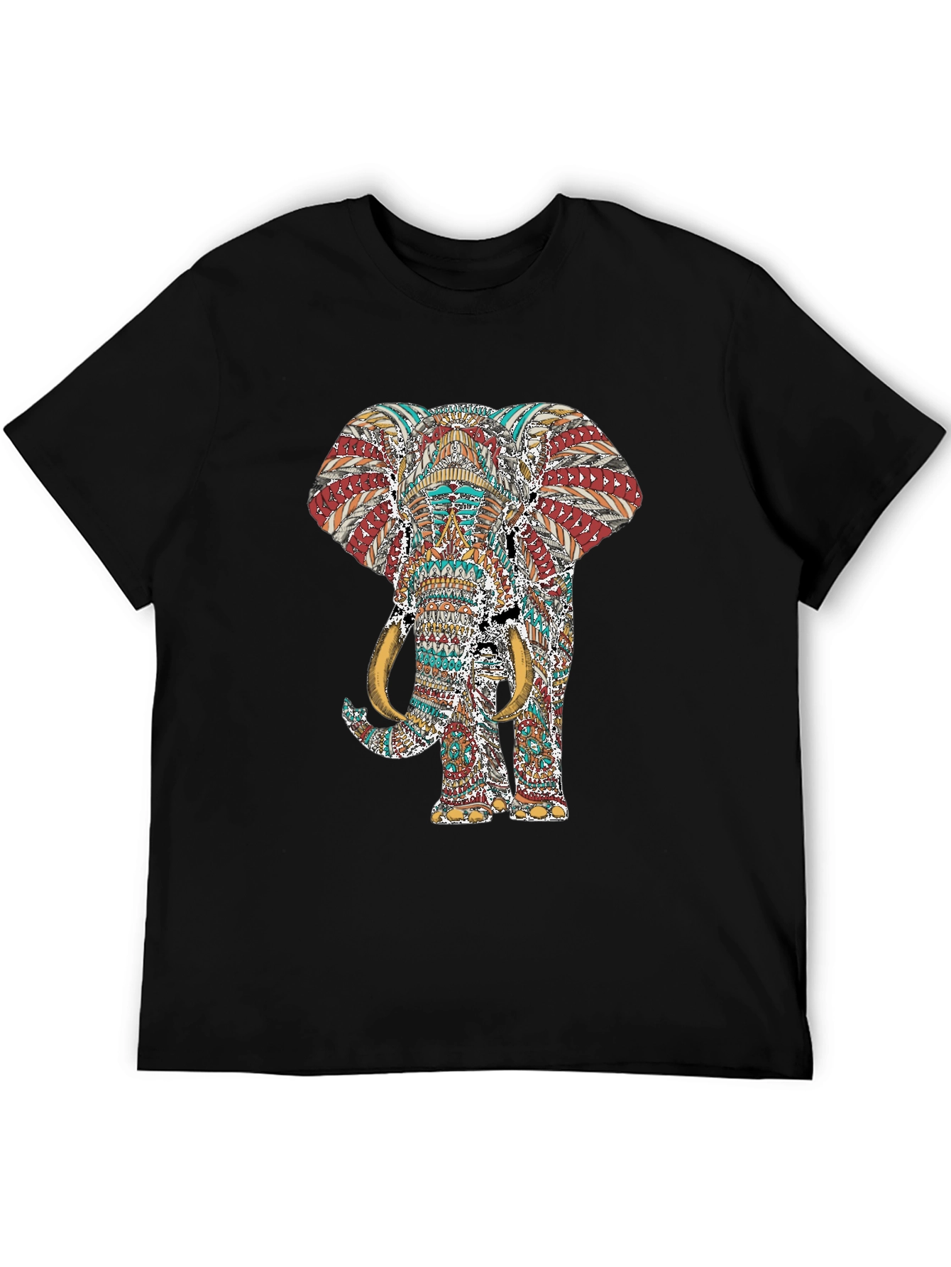Elephant Graphic Print Black T-Shirt