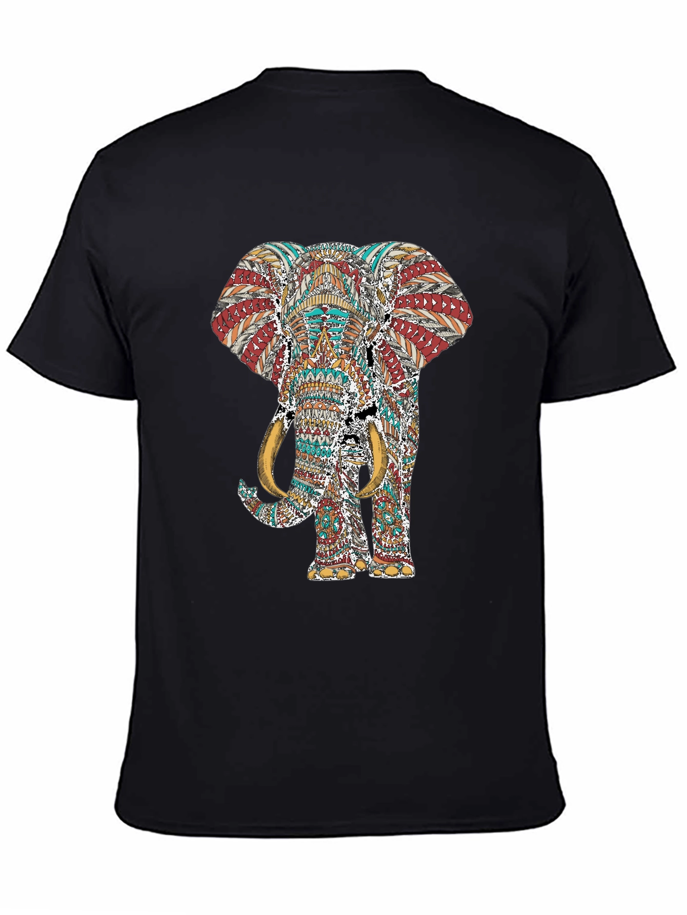 Elephant Graphic Print Black T-Shirt