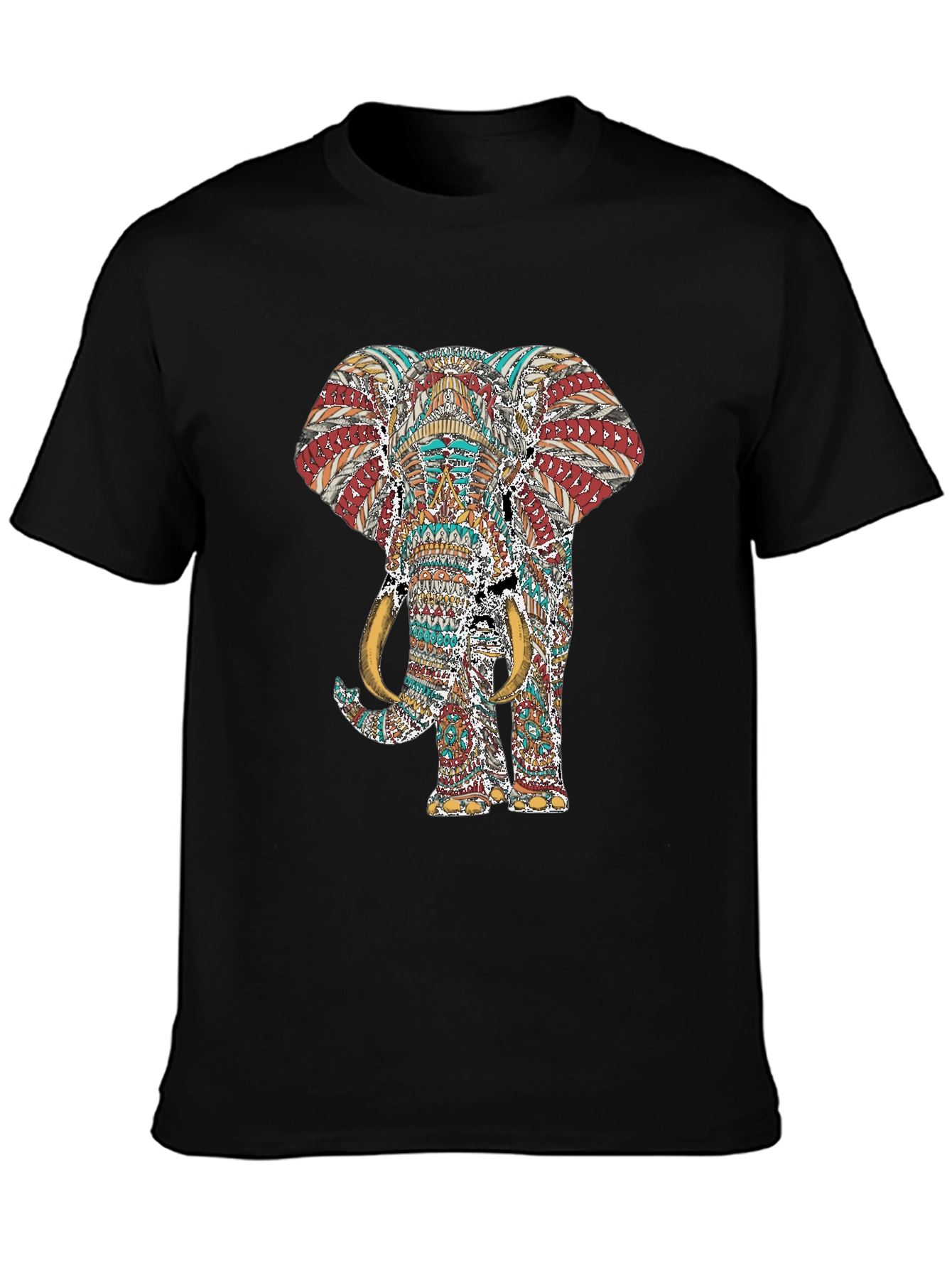 Elephant Graphic Print Black T-Shirt
