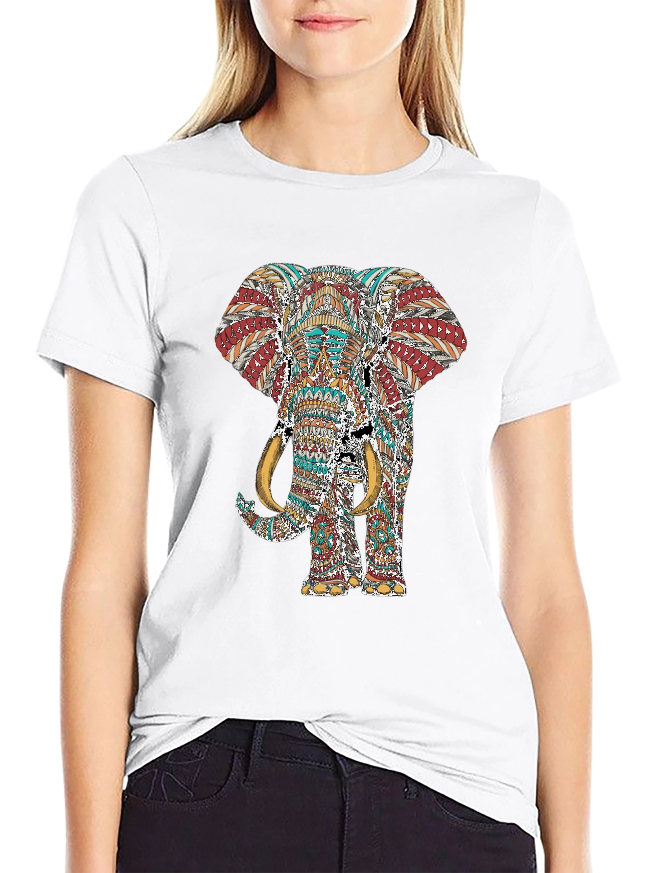 Elephant Graphic Print Black T-Shirt