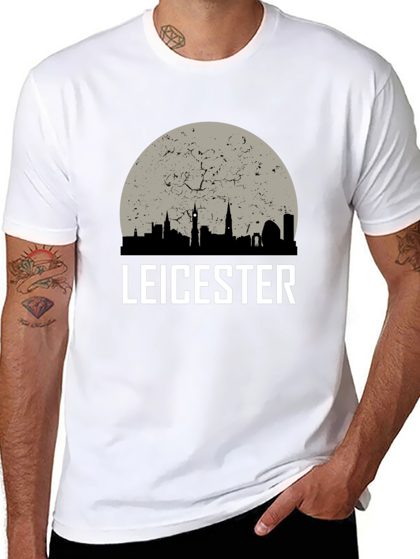 Leicester Cityscape Mens Black T-Shirt