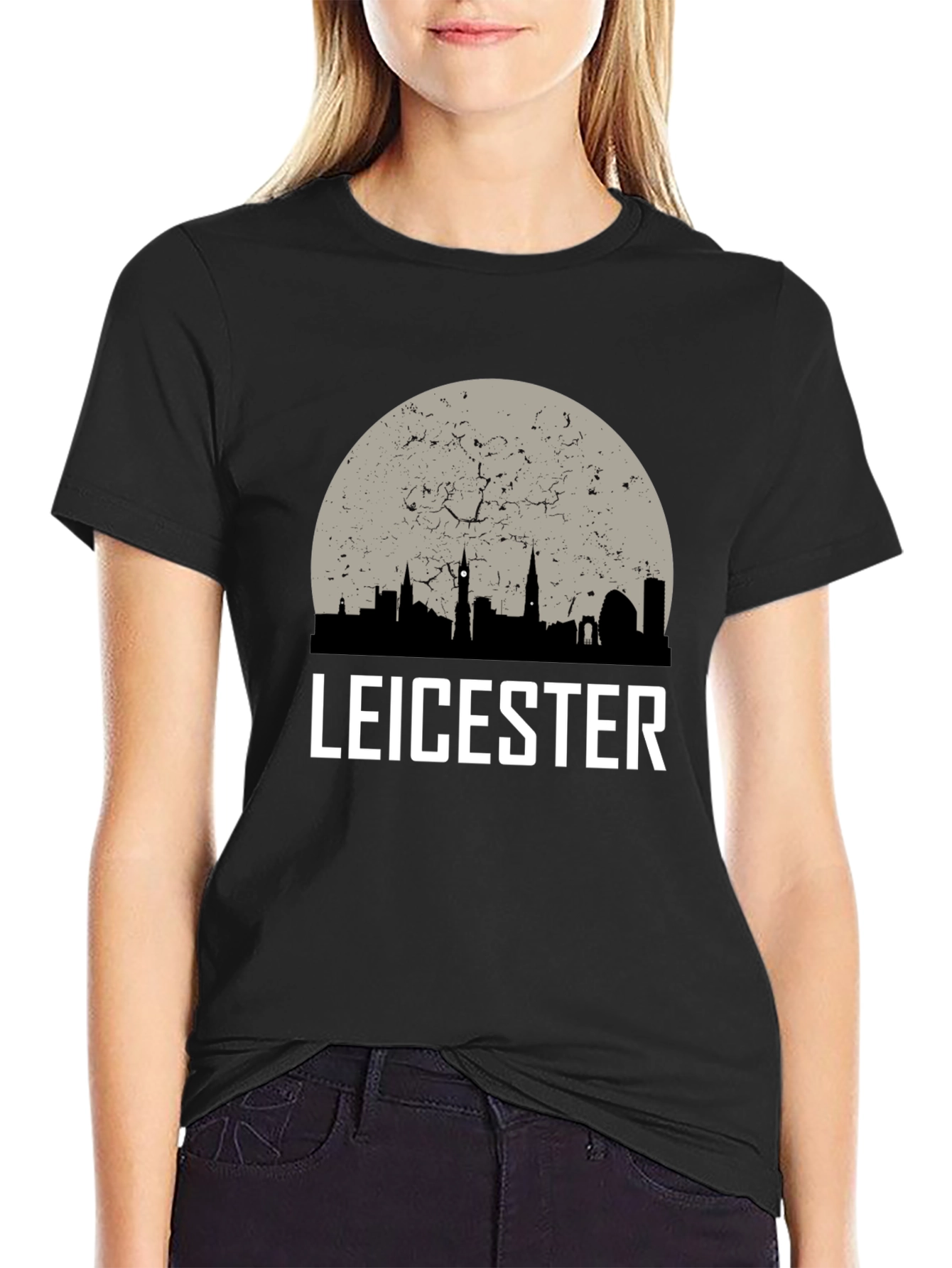 Leicester Cityscape Mens Black T-Shirt
