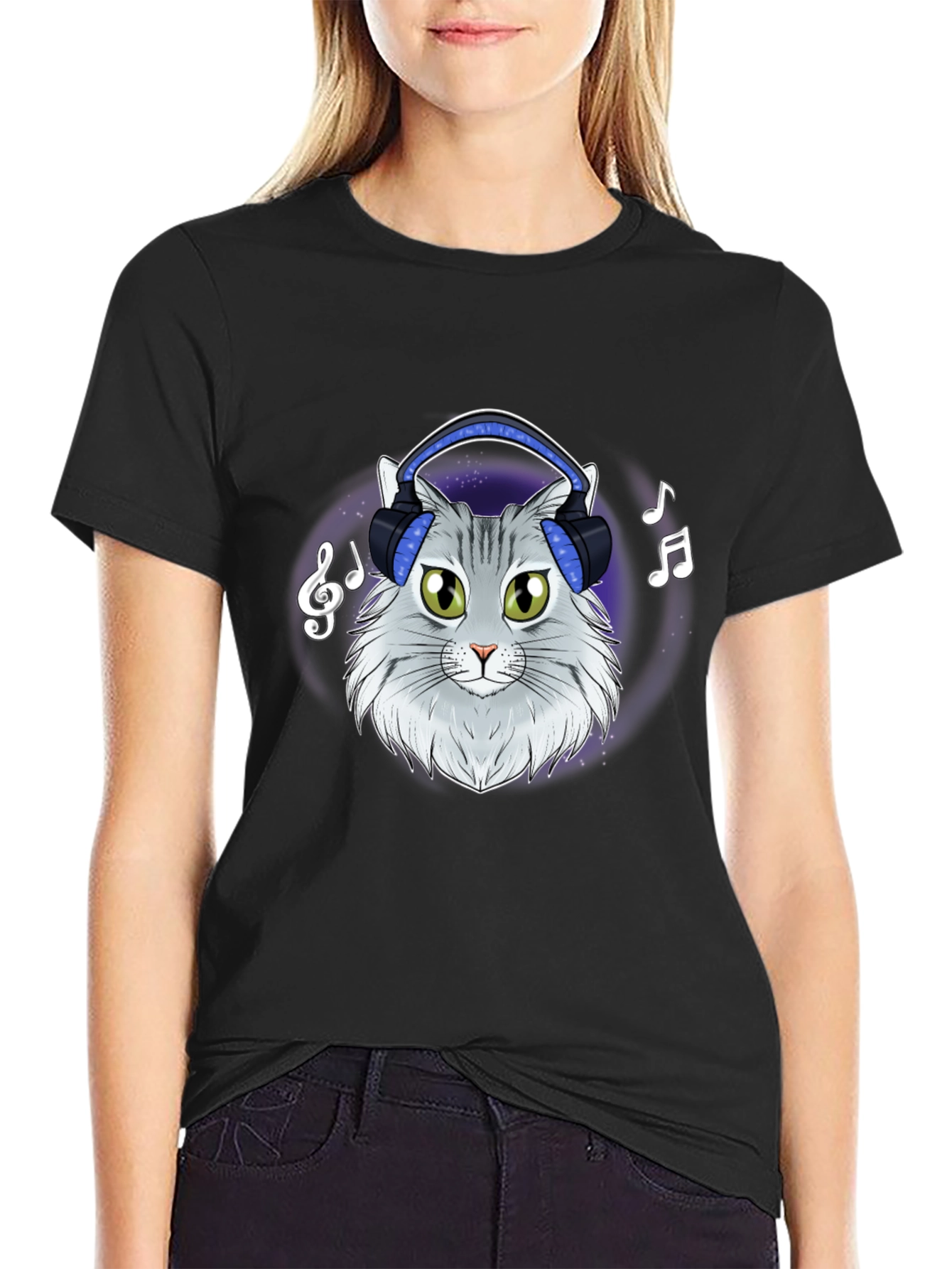 Cat DJ T-Shirt - Cool Feline Headphones Music Tee