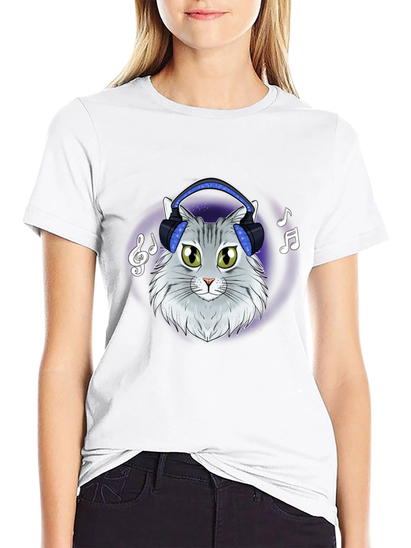 Cat DJ T-Shirt - Cool Feline Headphones Music Tee