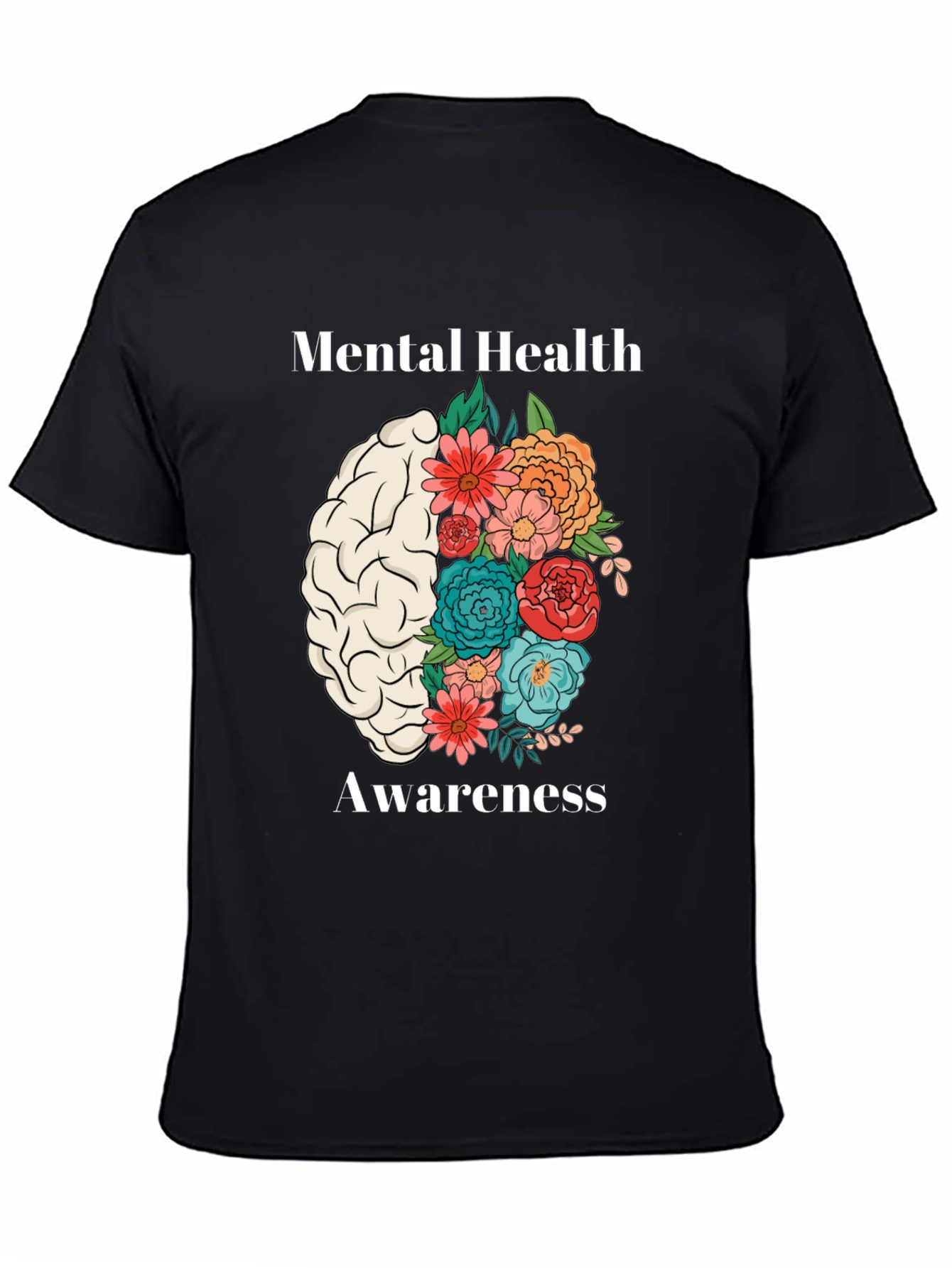 Mental Health Awareness Floral Brain T-Shirt