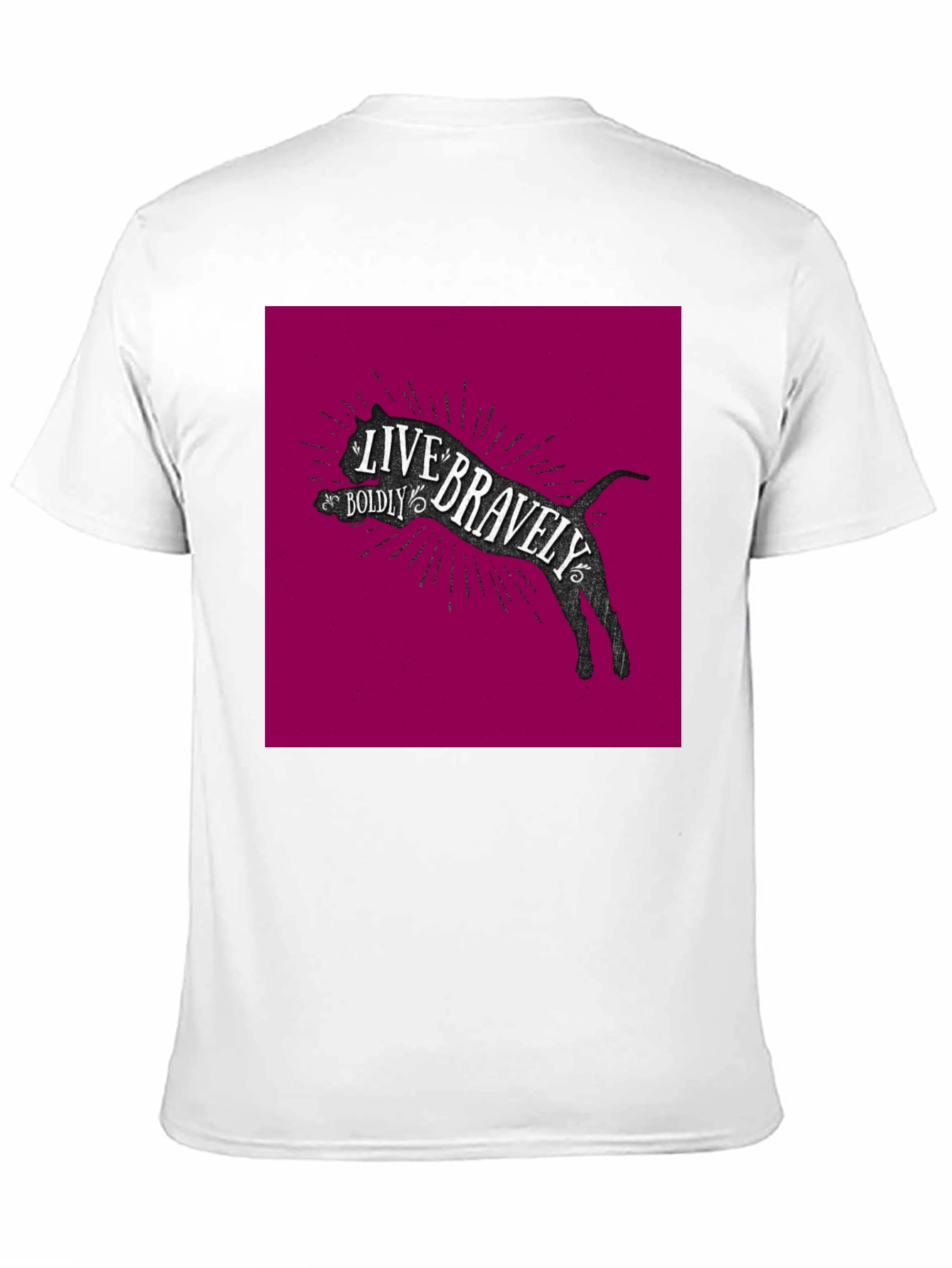 Live Bravely Cat Graphic Black T-Shirt