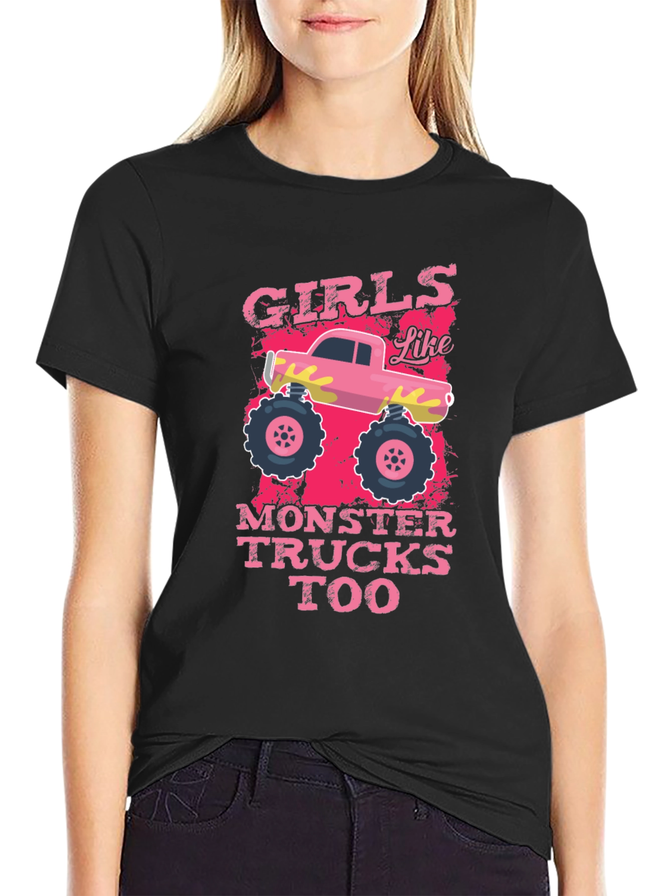 Girls Like Monster Trucks Tee - Graphic Print