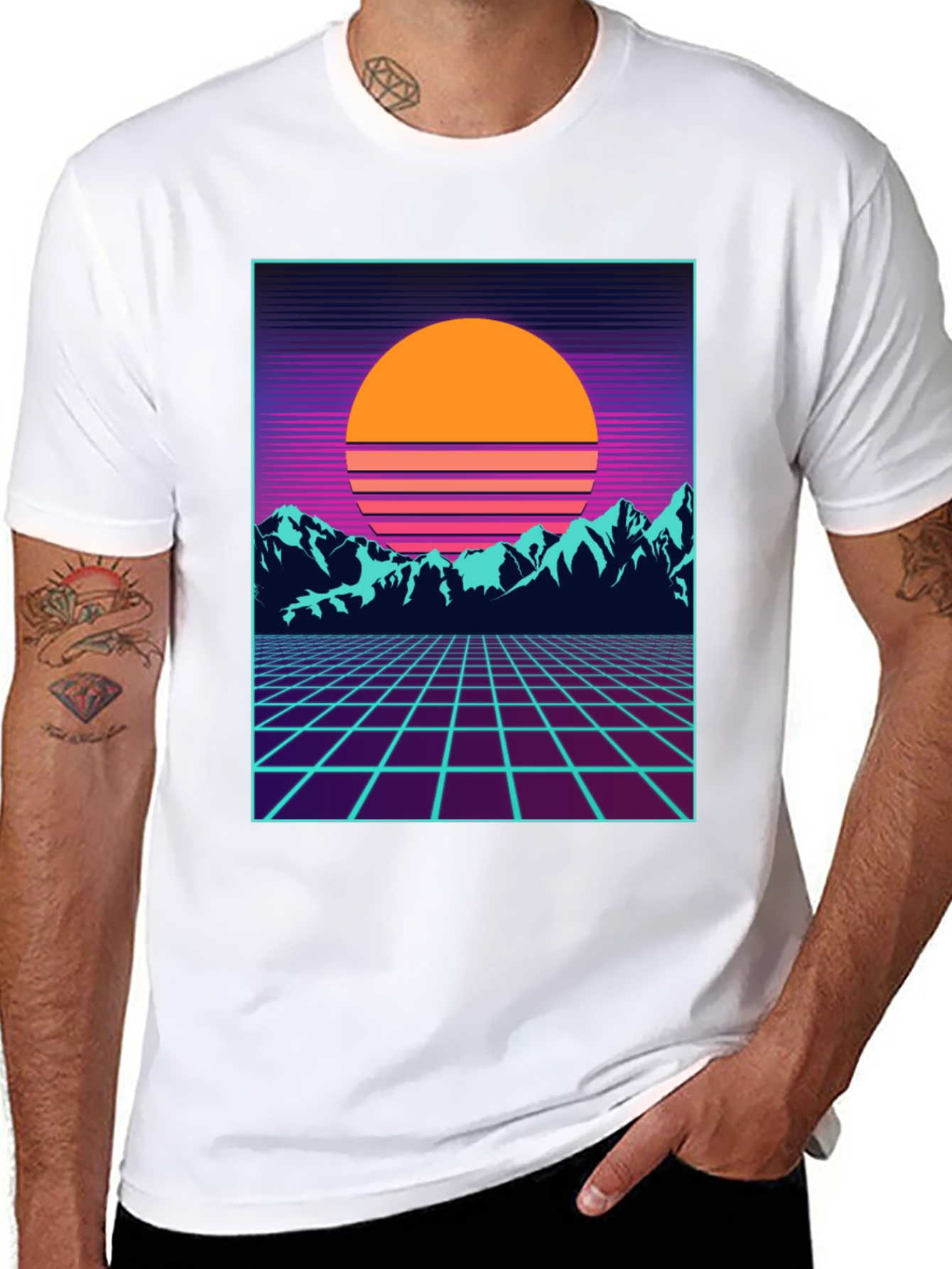 Retro Sunset Grid T-Shirt