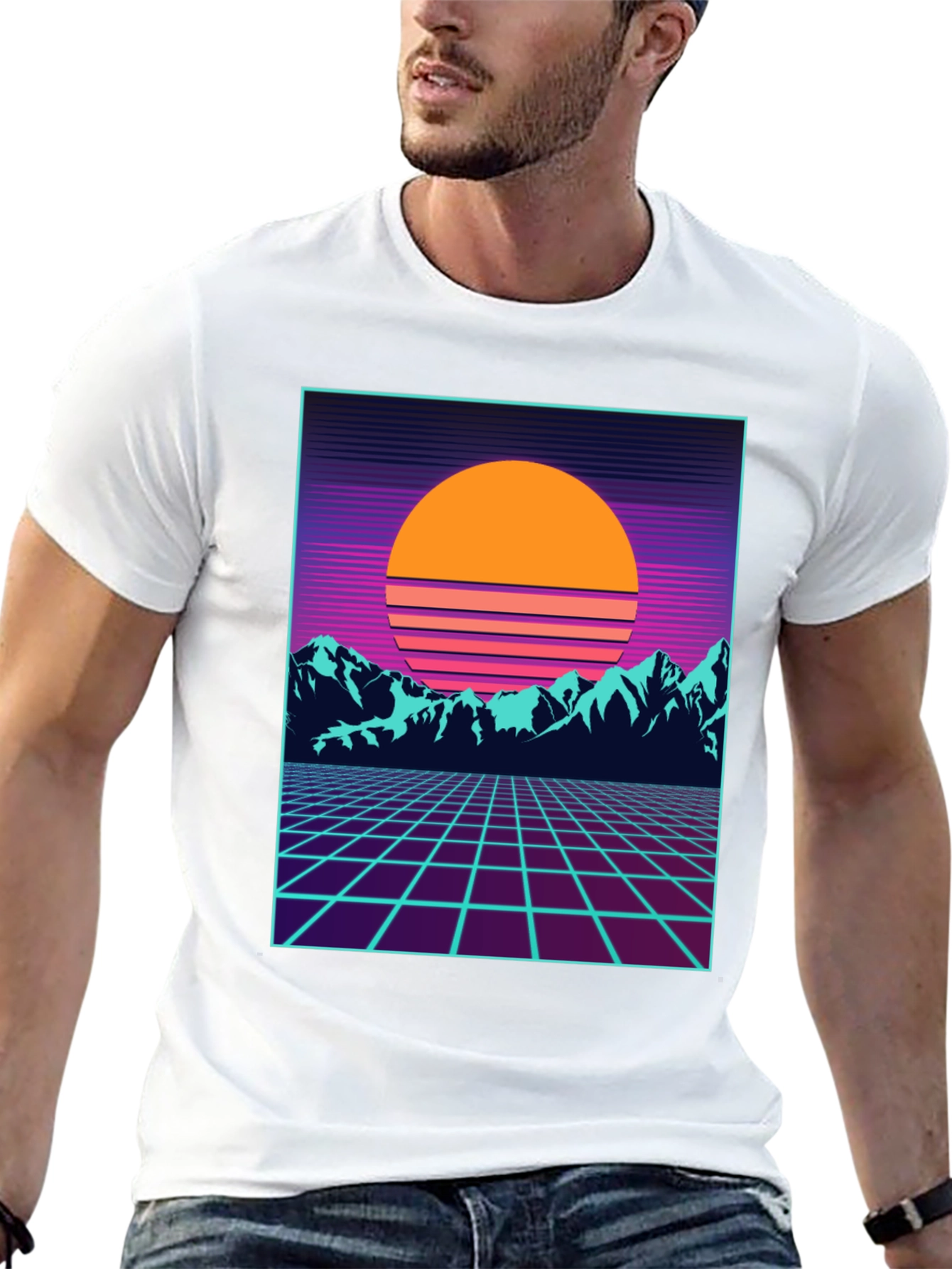 Retro Sunset Grid T-Shirt