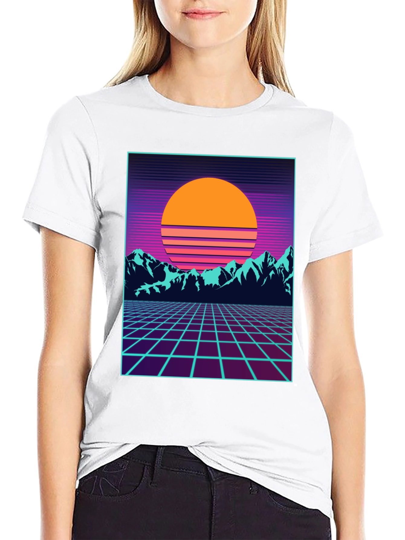 Retro Sunset Grid T-Shirt