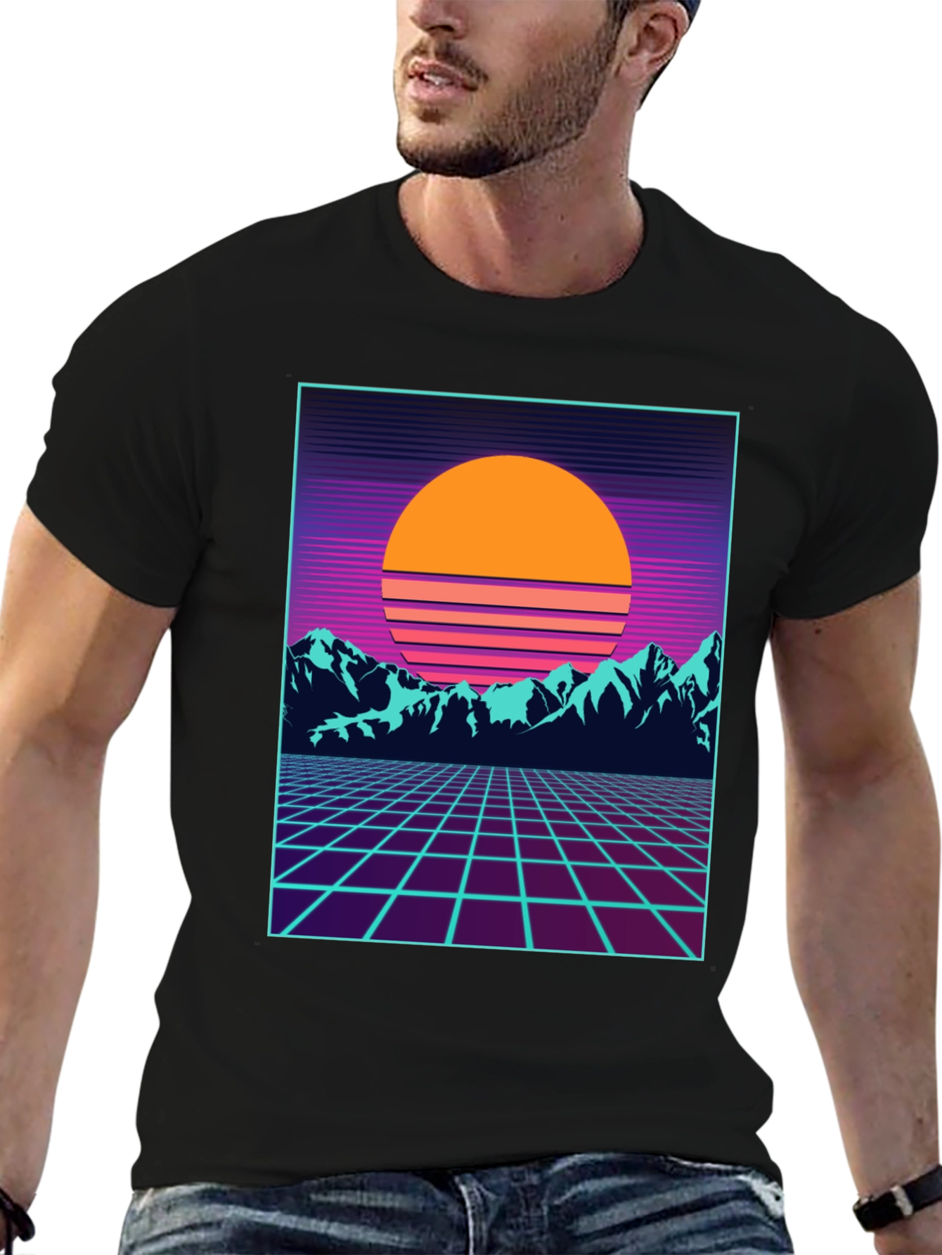 Retro Sunset Grid T-Shirt