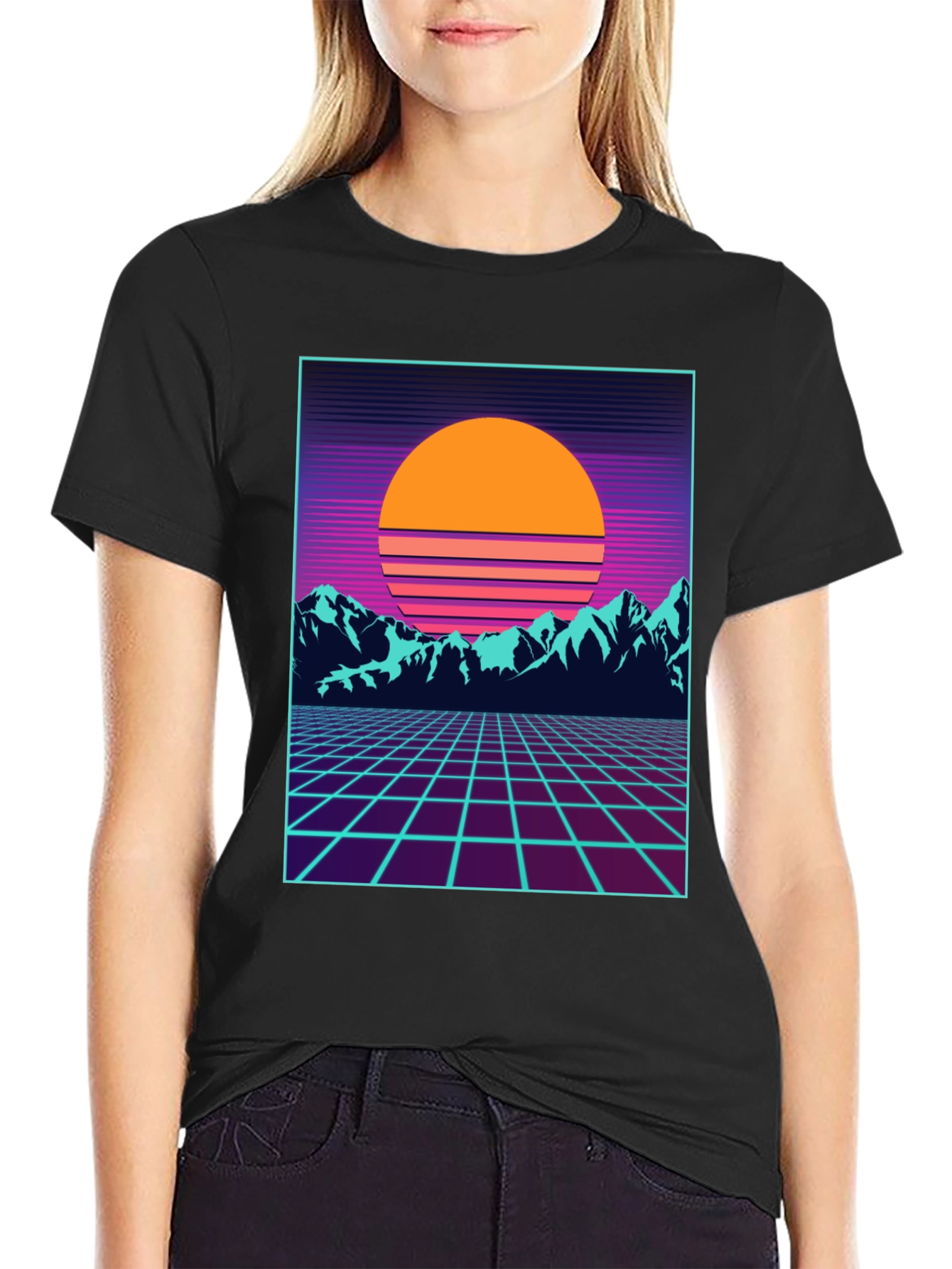 Retro Sunset Grid T-Shirt