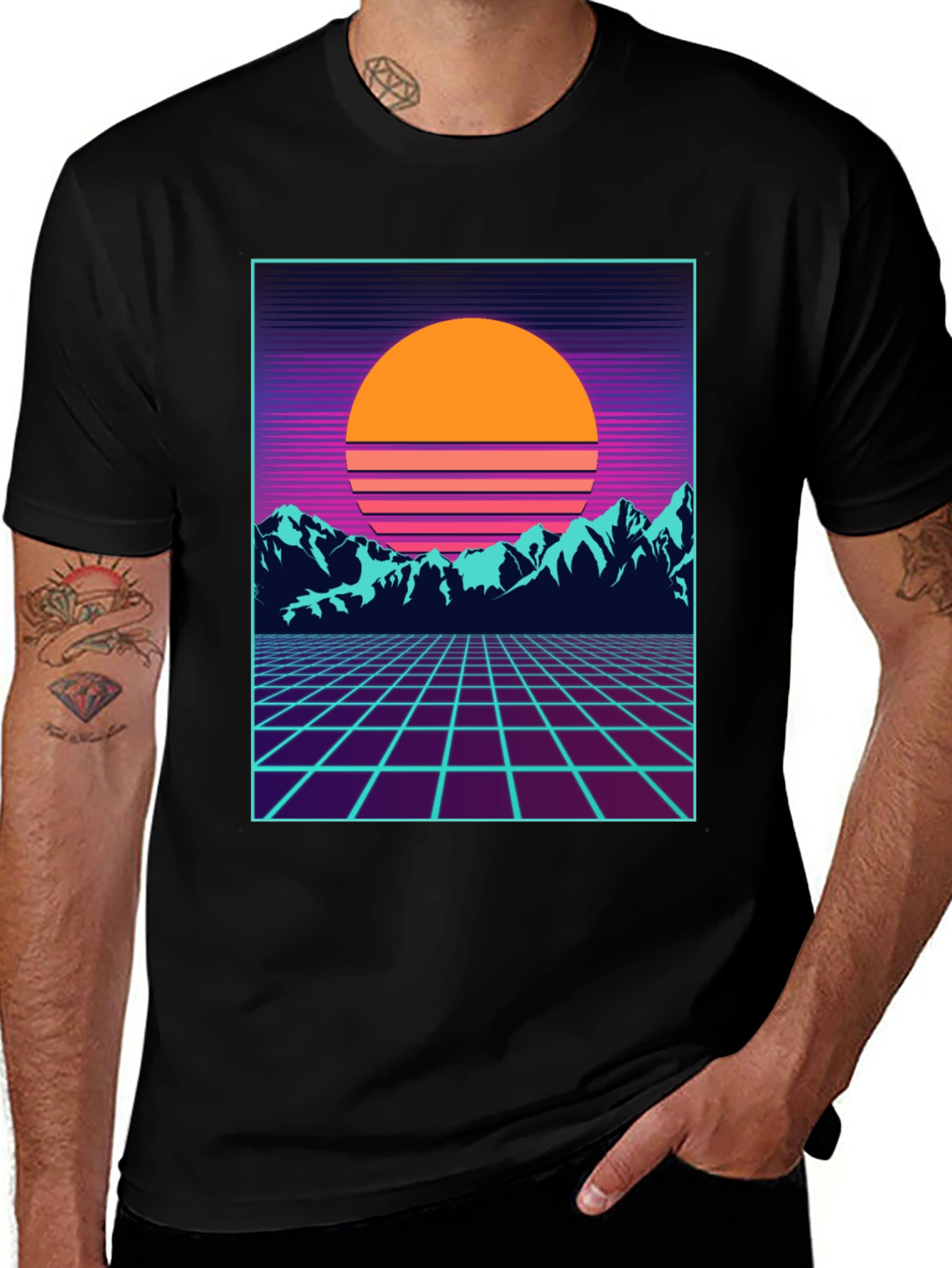 Retro Sunset Grid T-Shirt