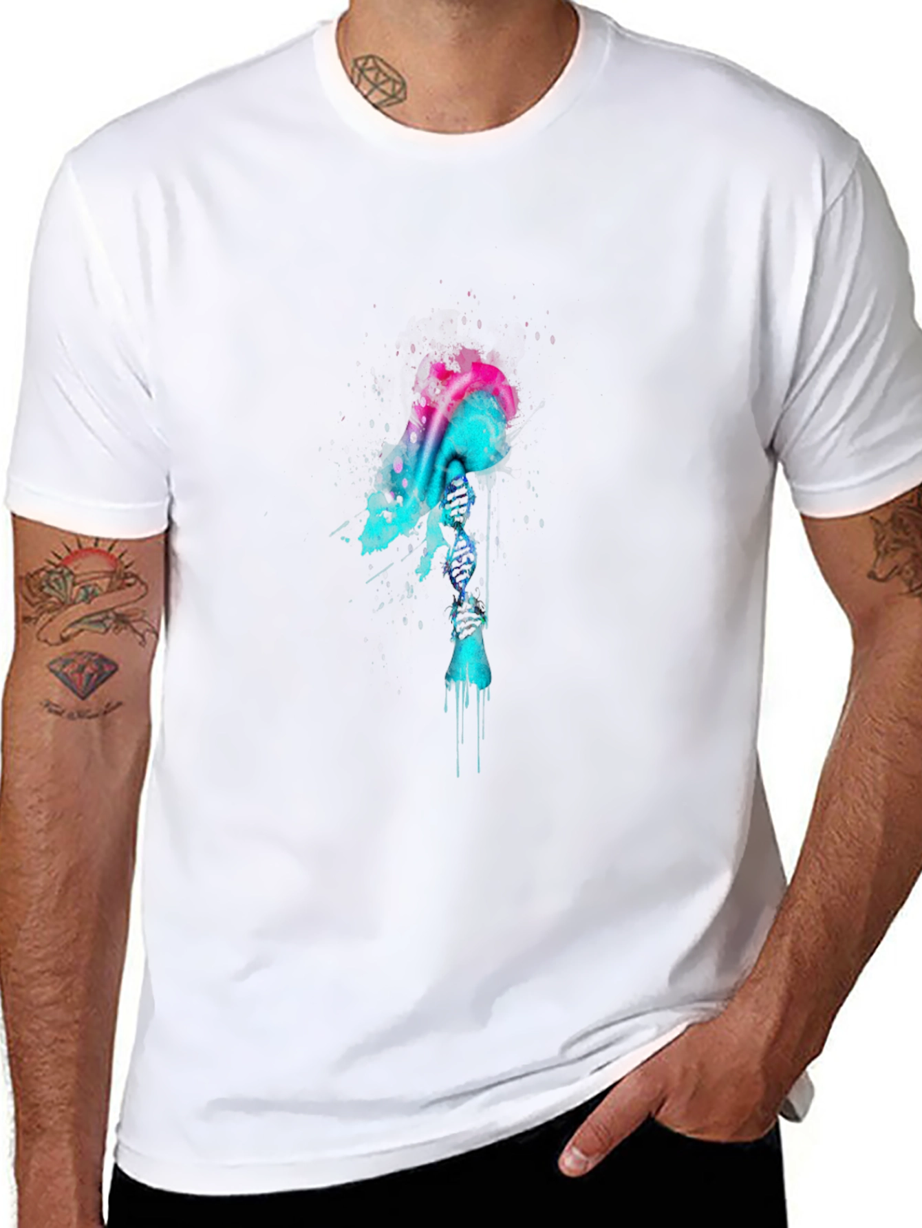 Abstract Skull Graphic T-Shirt - Mens Black Tee
